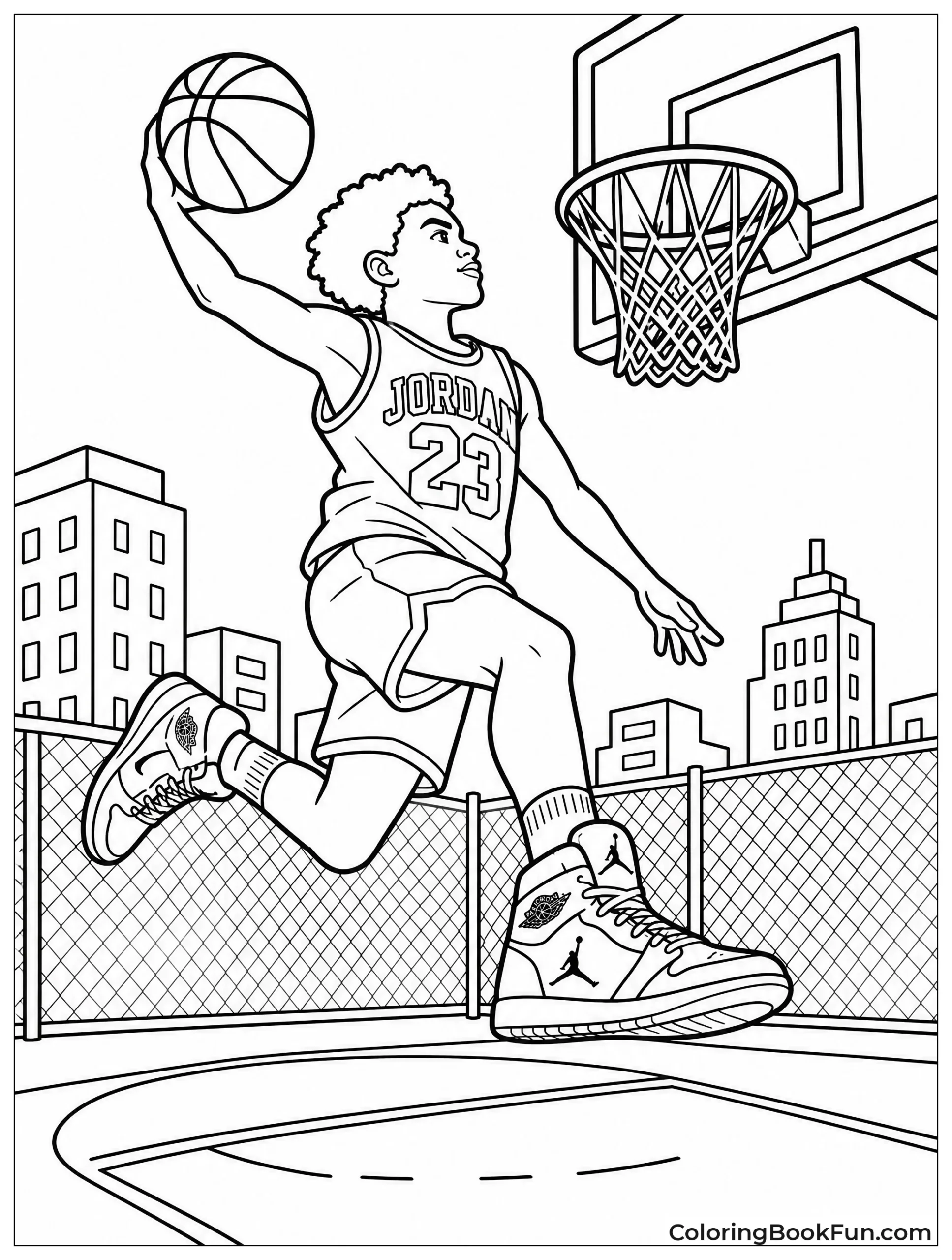 Teenager Dunking at Outdoor City Court