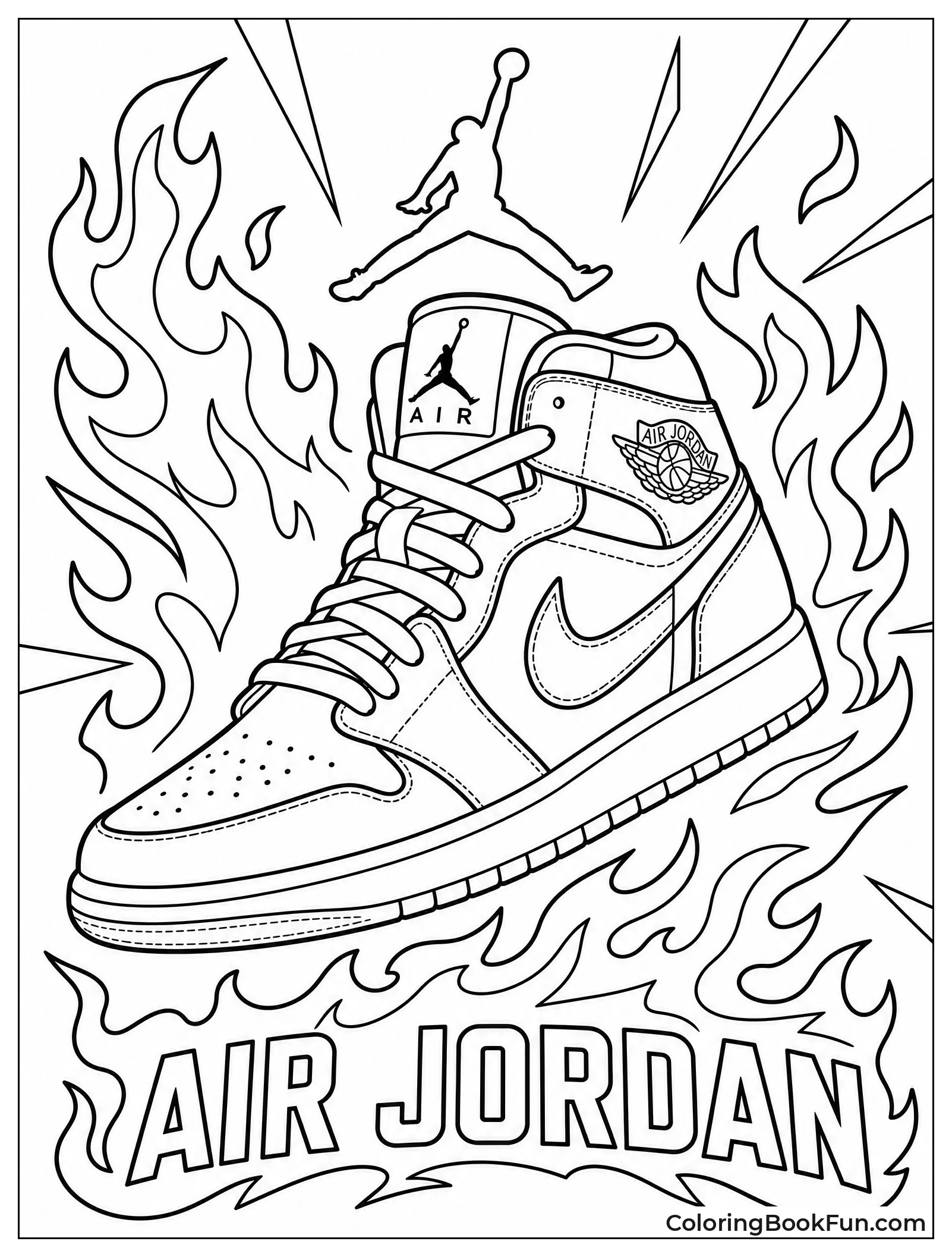 Air Jordan Sneaker Surrounded by Flames