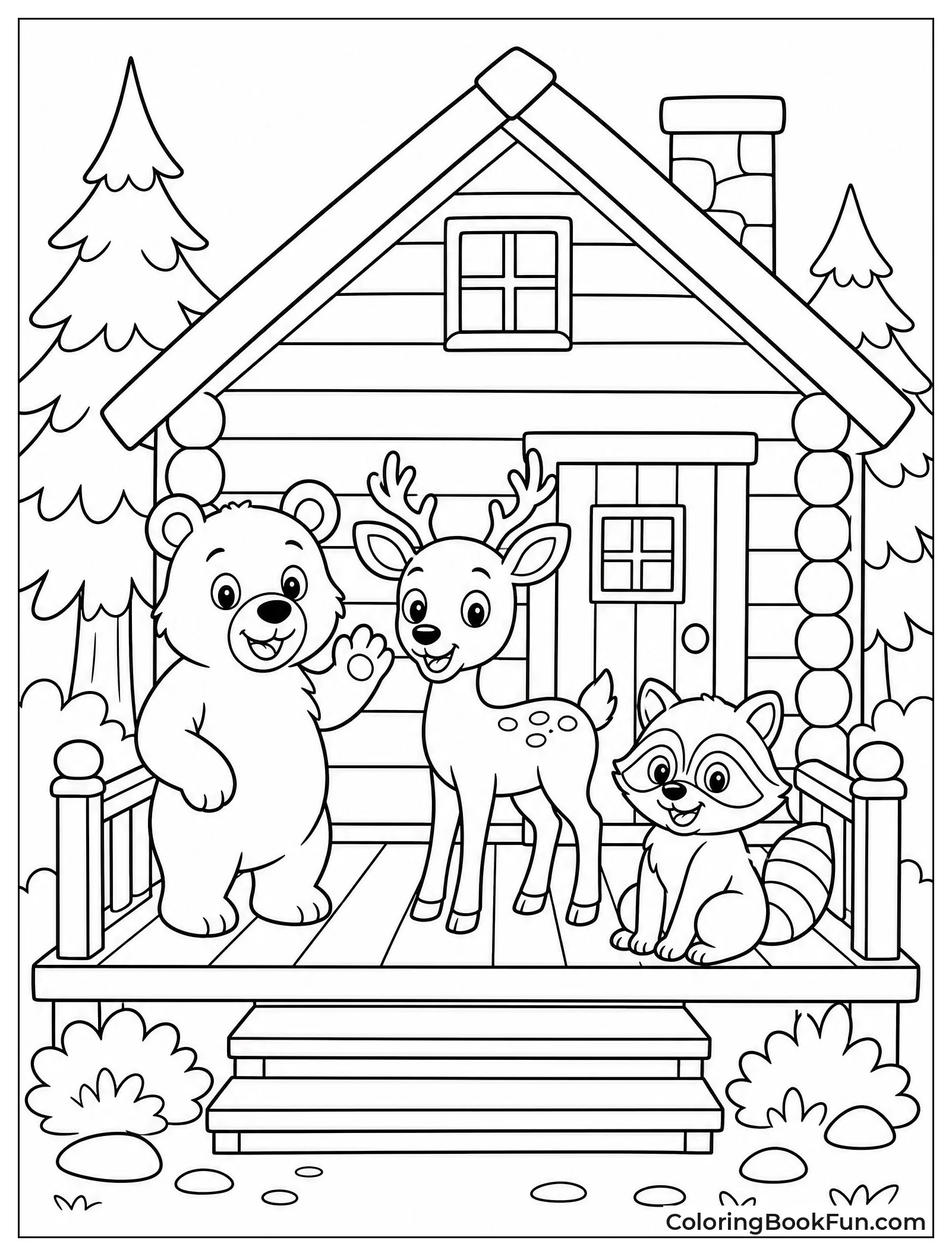 Animals on Cabin Porch