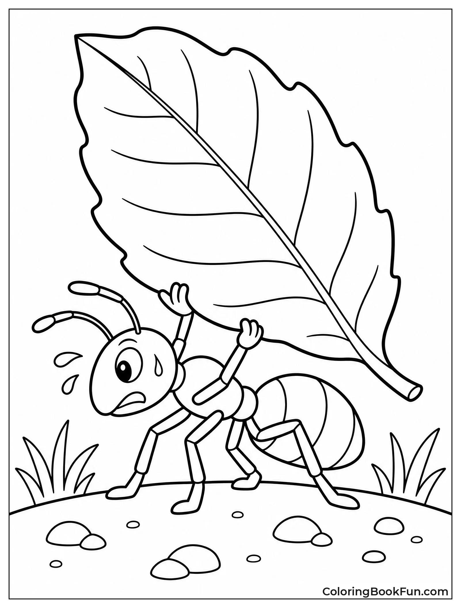 Ant Carrying a Big Leaf