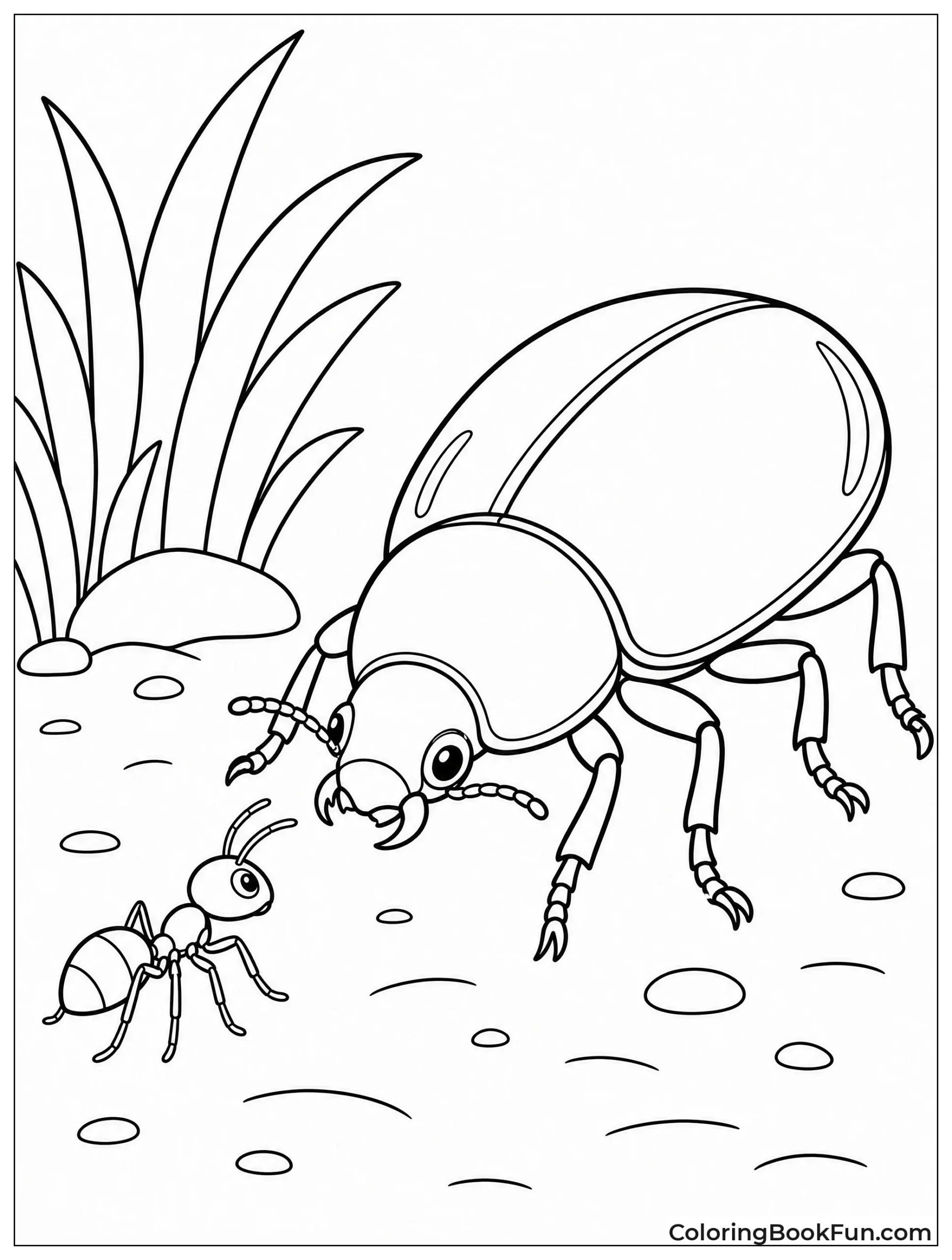 Ant Meets Shiny Beetle