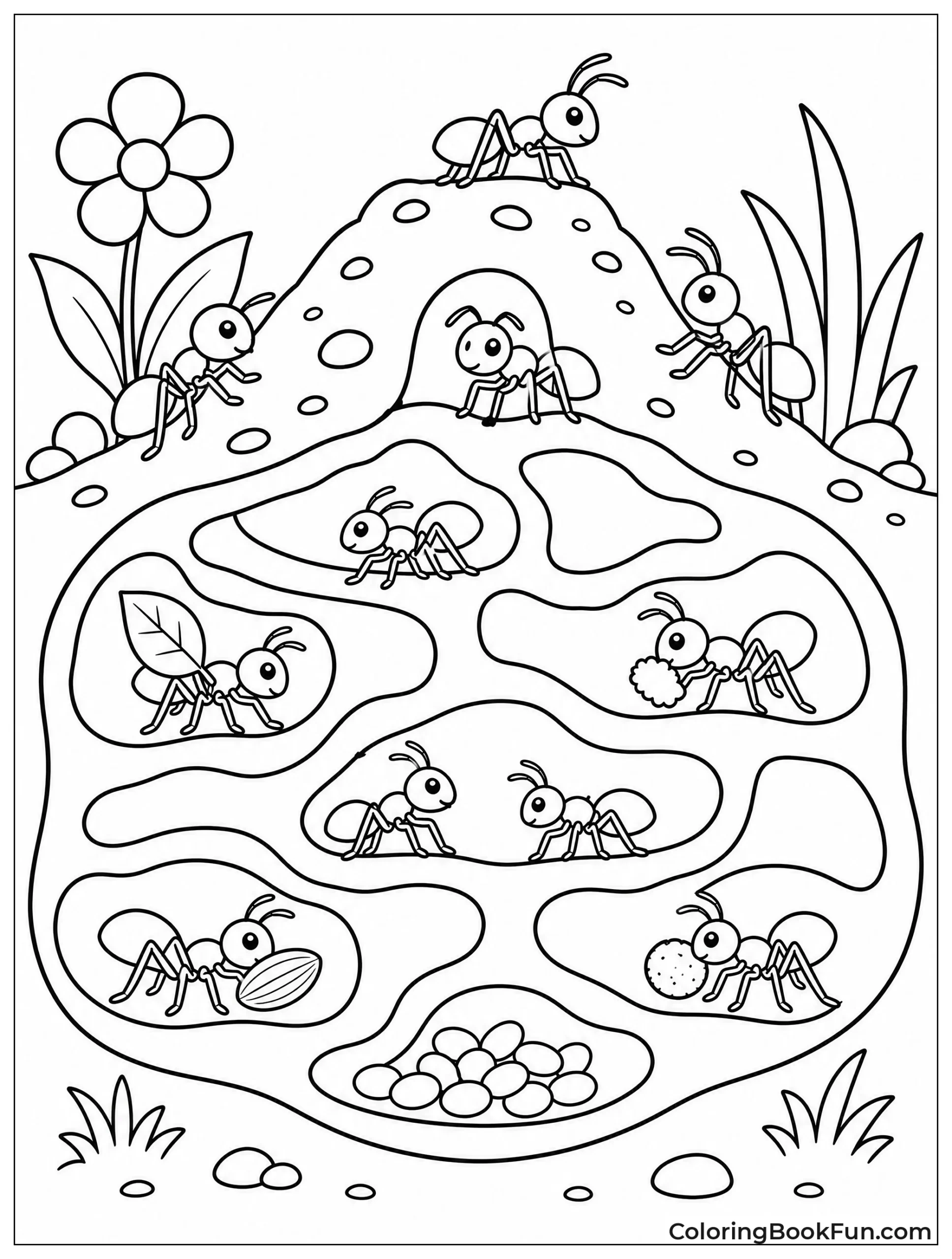 Ants Crawling Around a Big Anthill