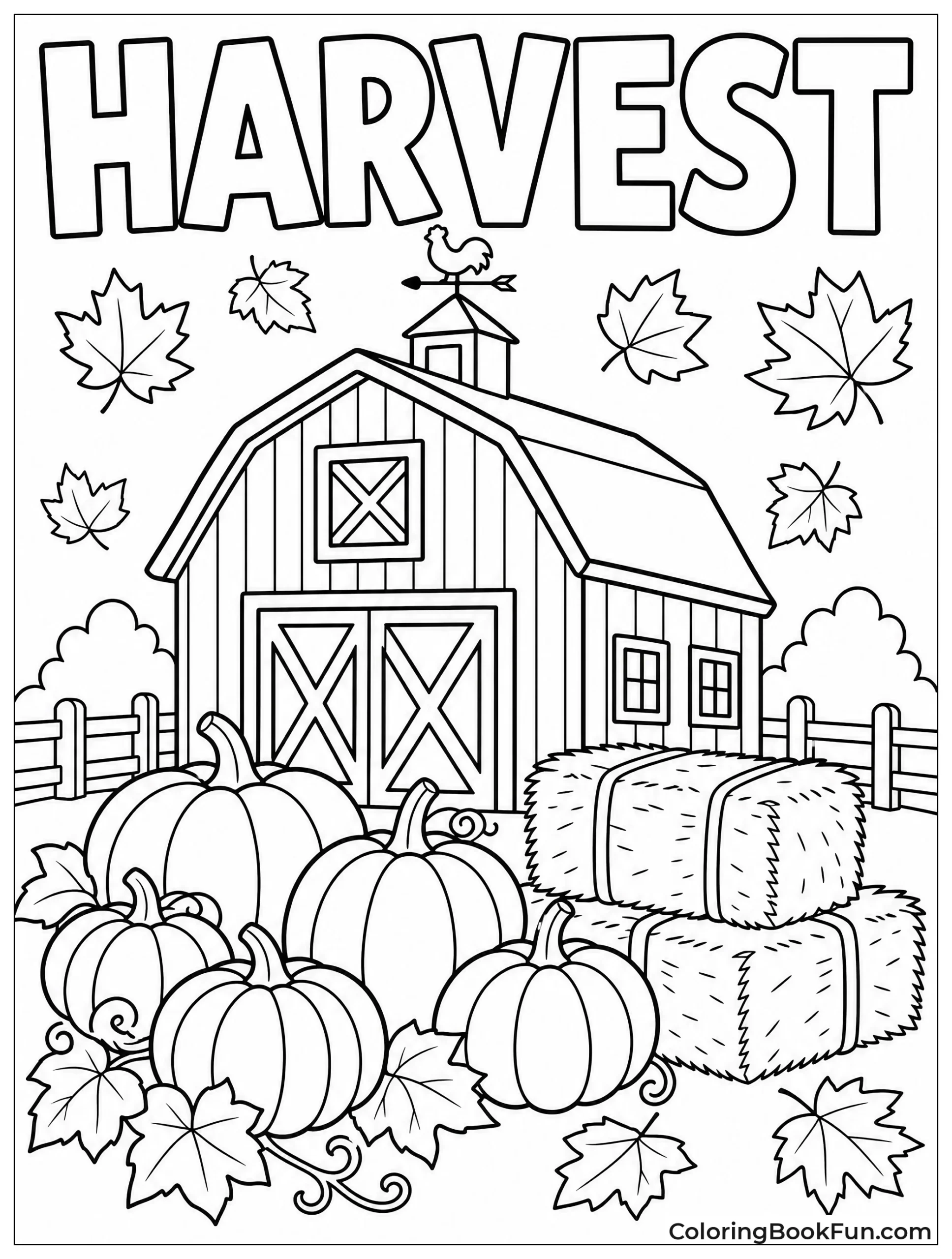 Autumn Barn with Pumpkins and Hay