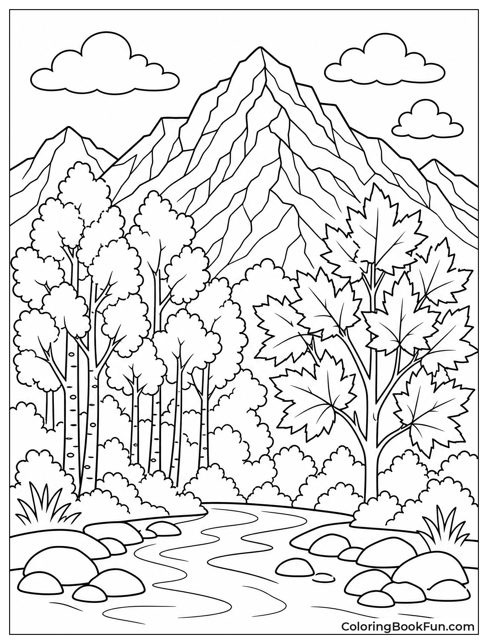 Autumn Trees at Mountain Base