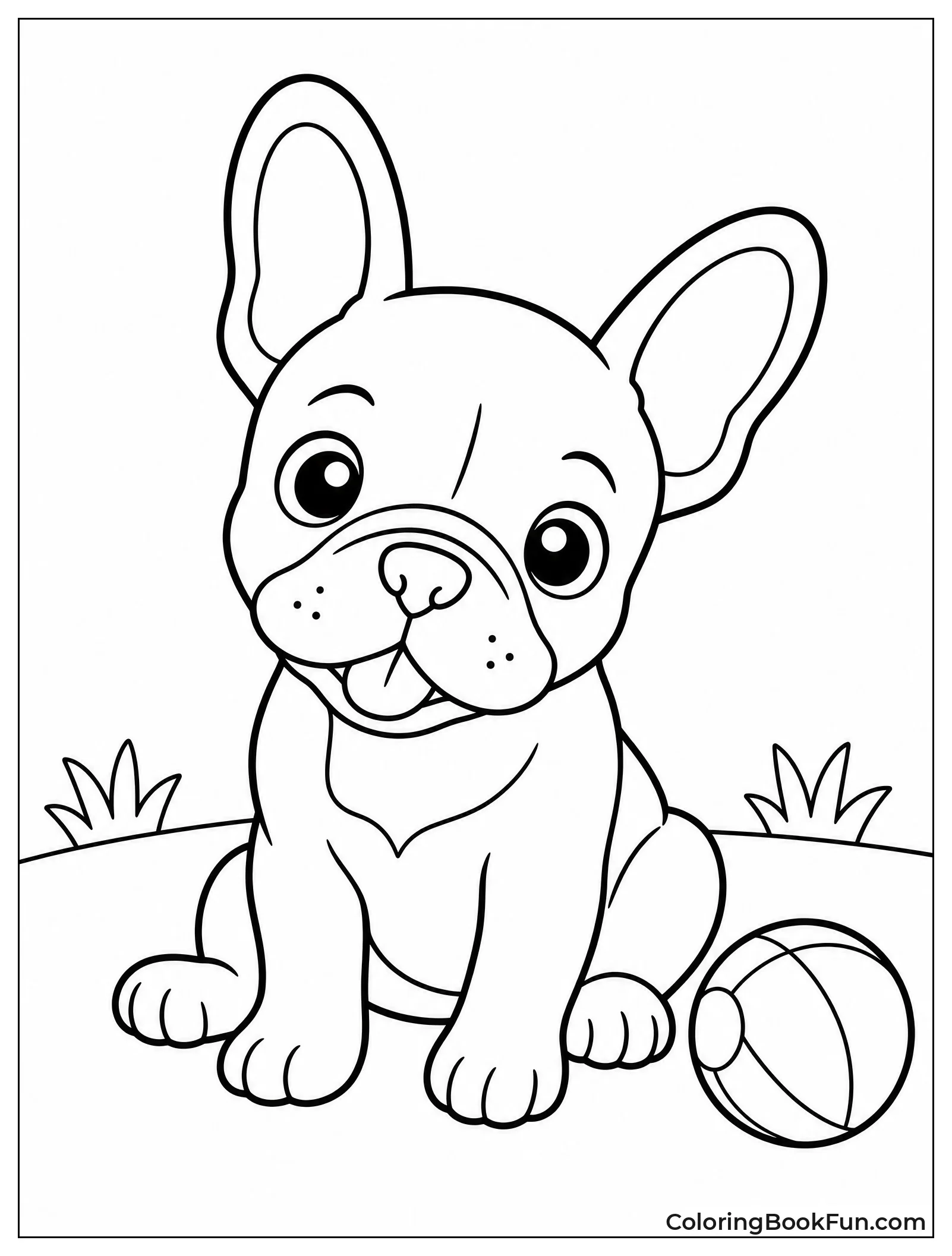 Curious Puppy Sits with Big Ears