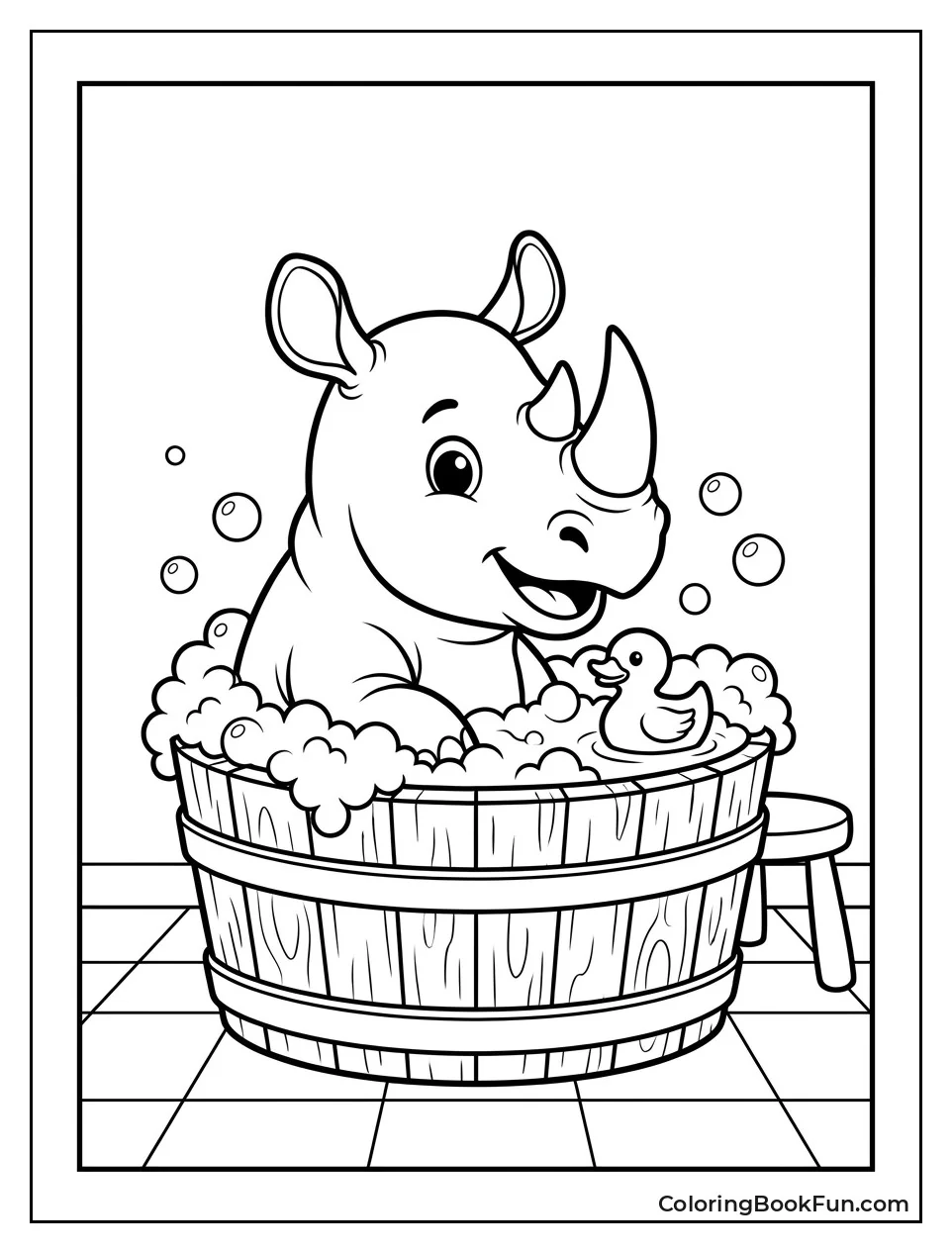 Baby Rhino in Bathtub