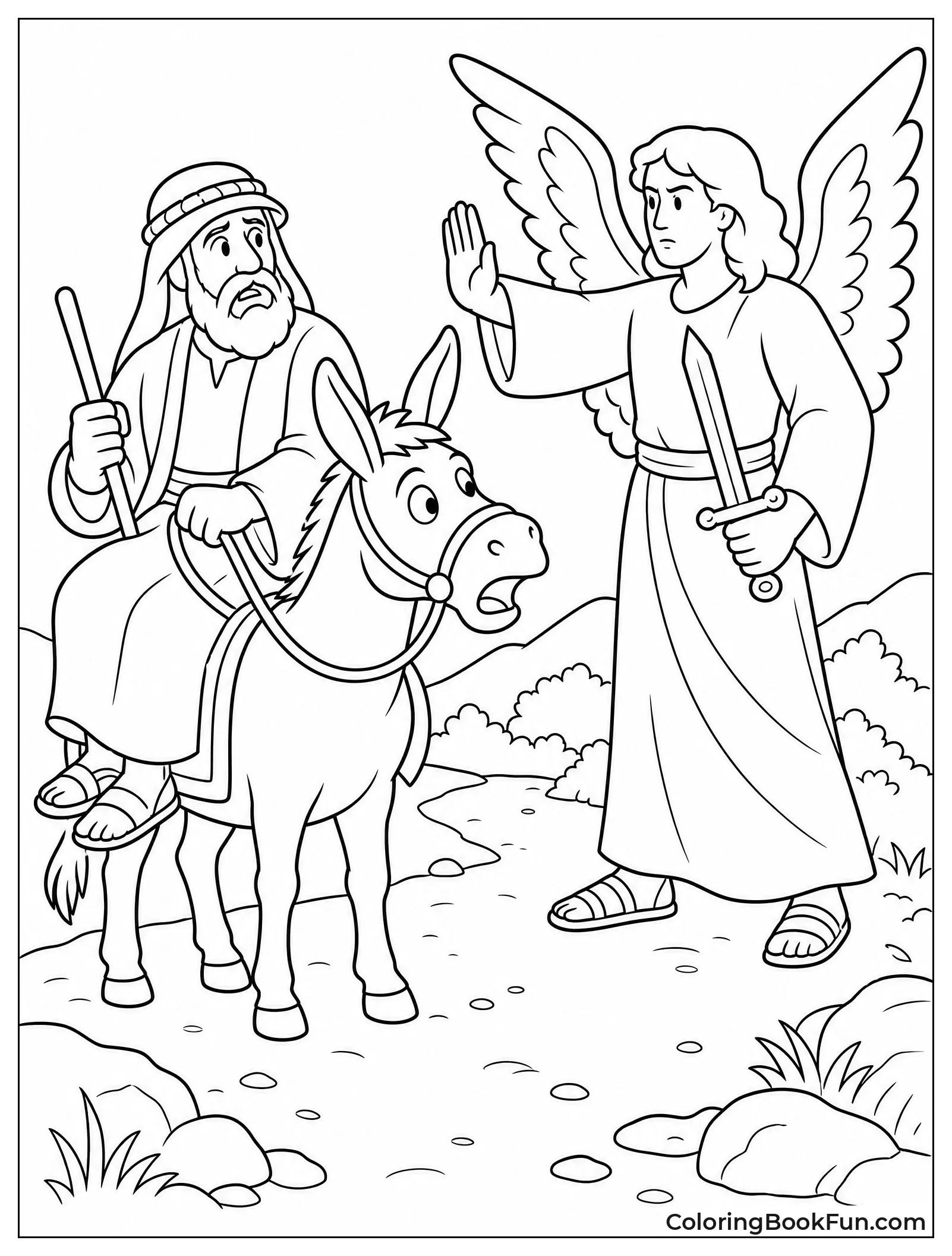 Donkey Sees Angel on Road