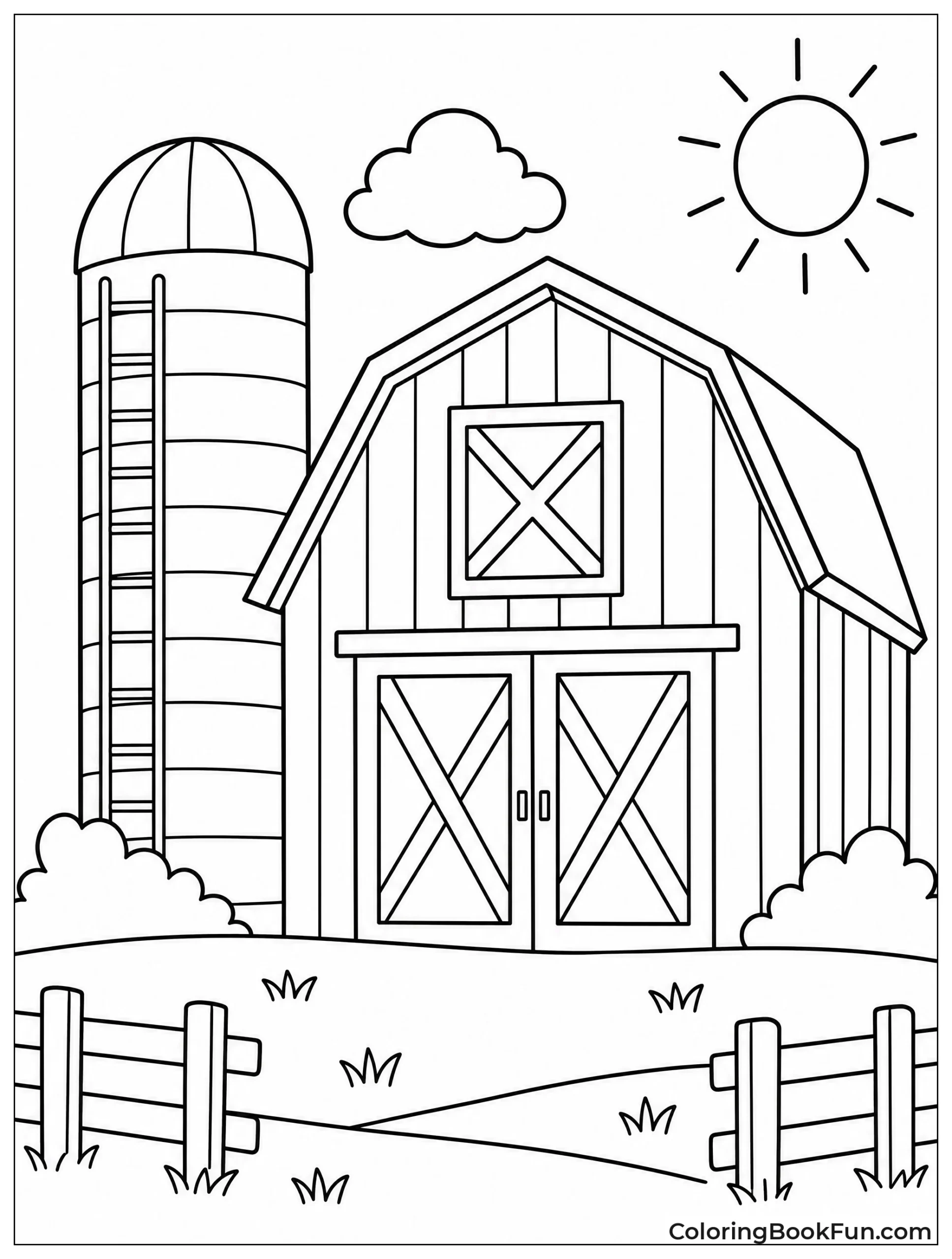 Barn and Tall Silo Together