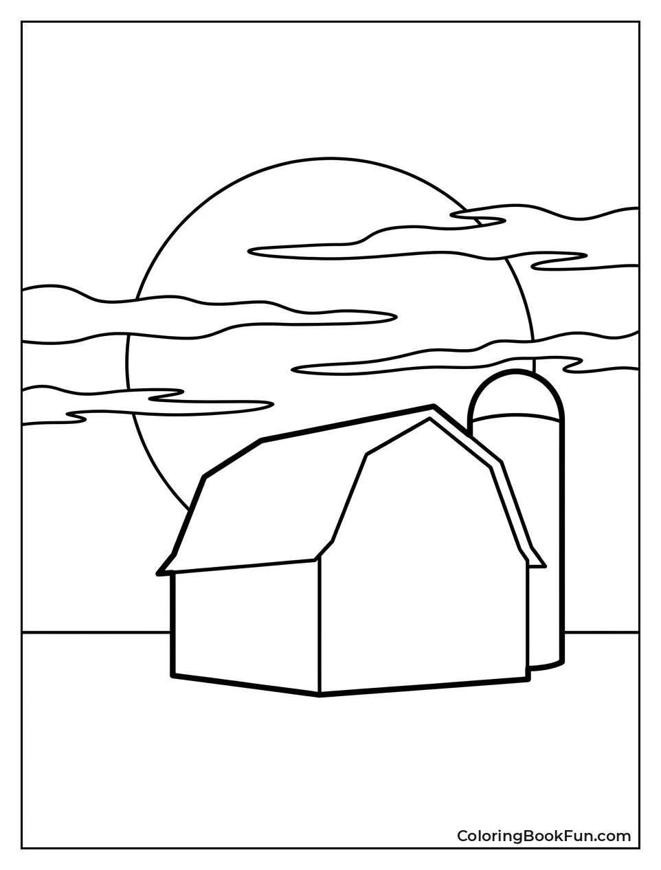 Barn Silhouette at Sunset