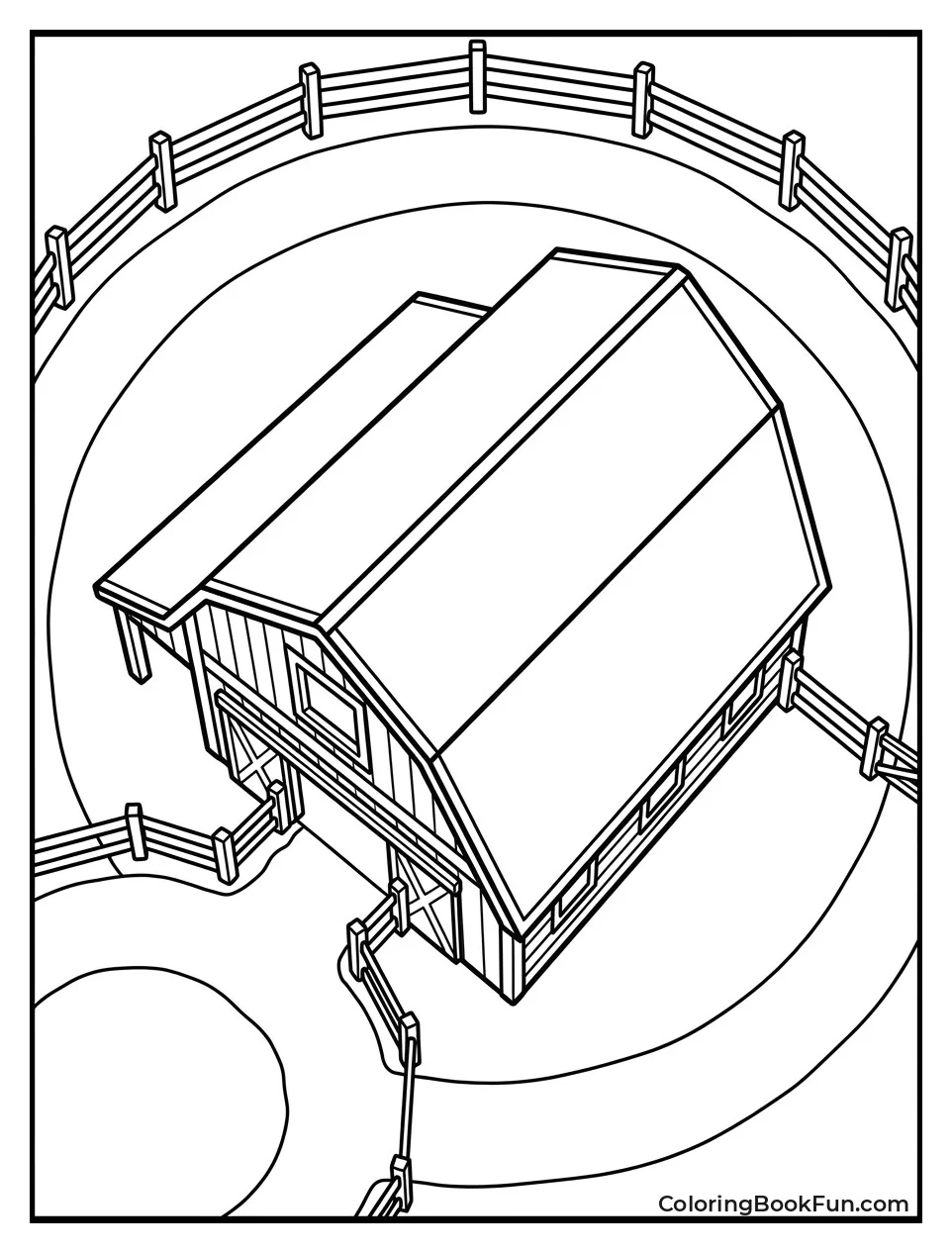 Overhead View of Barn and Fields