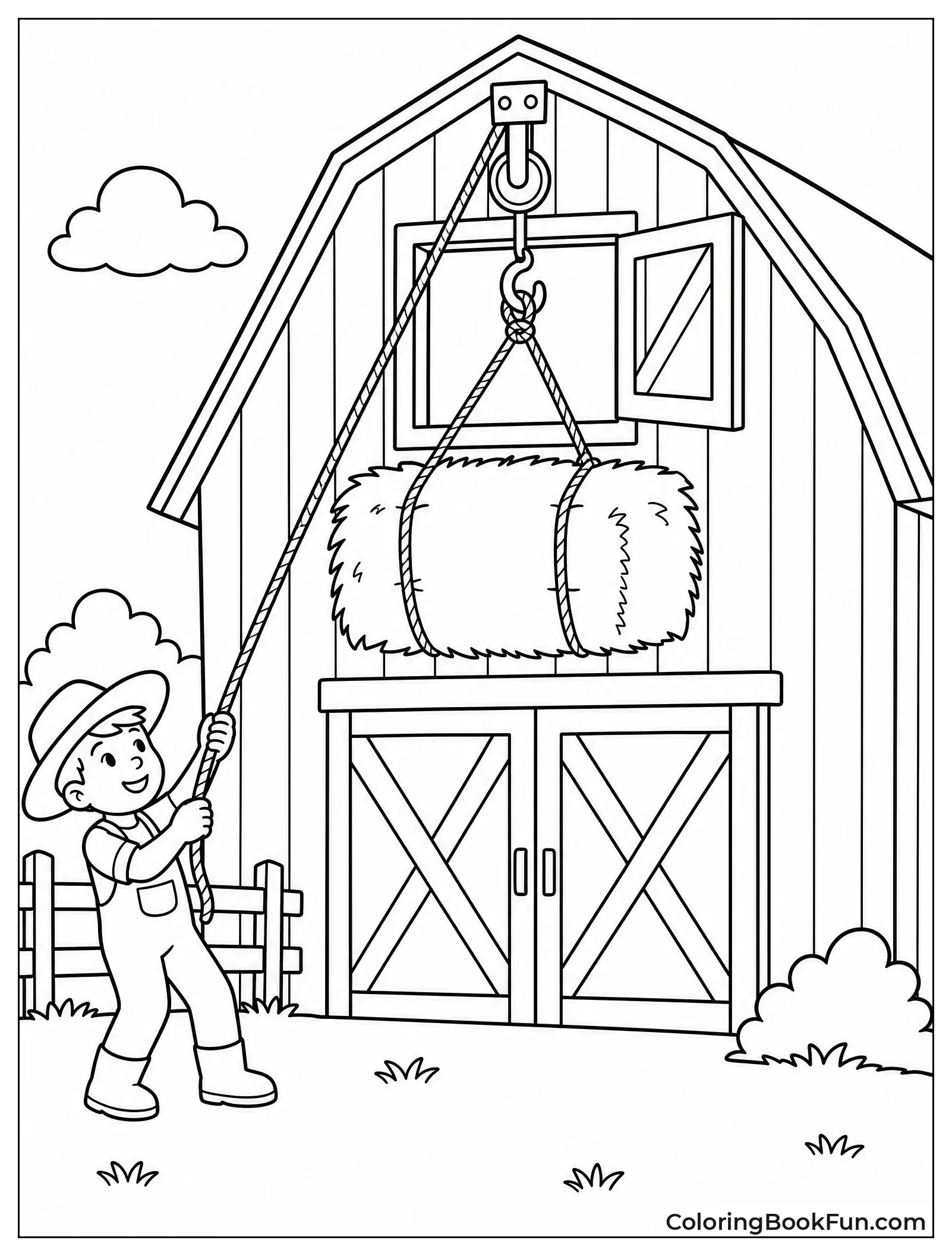Pulley Lifting Hay Bale Up