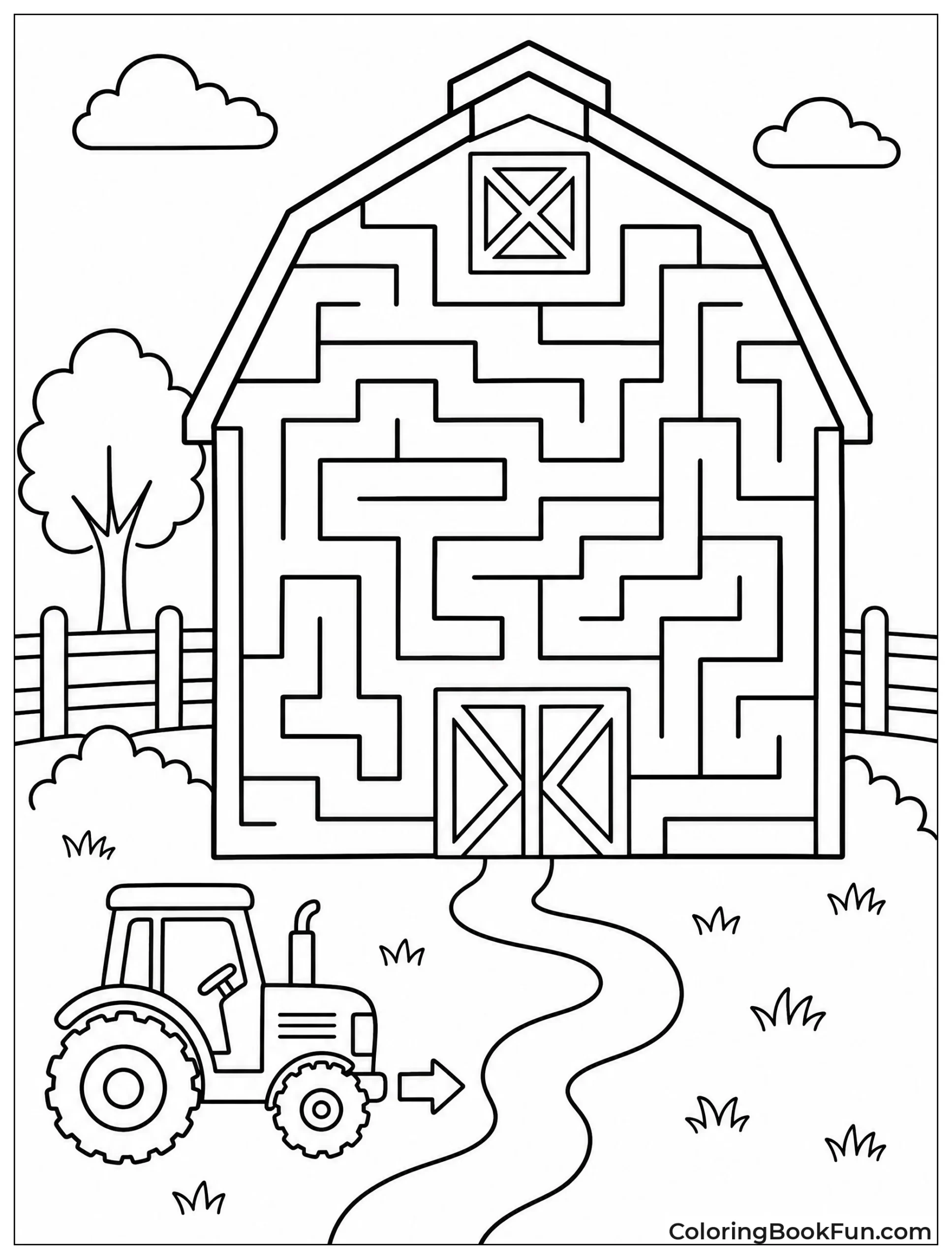 Barn Maze with Tractor Path