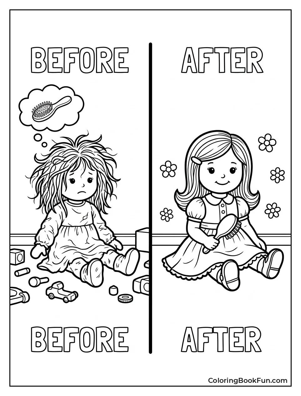 Messy Doll Before and After