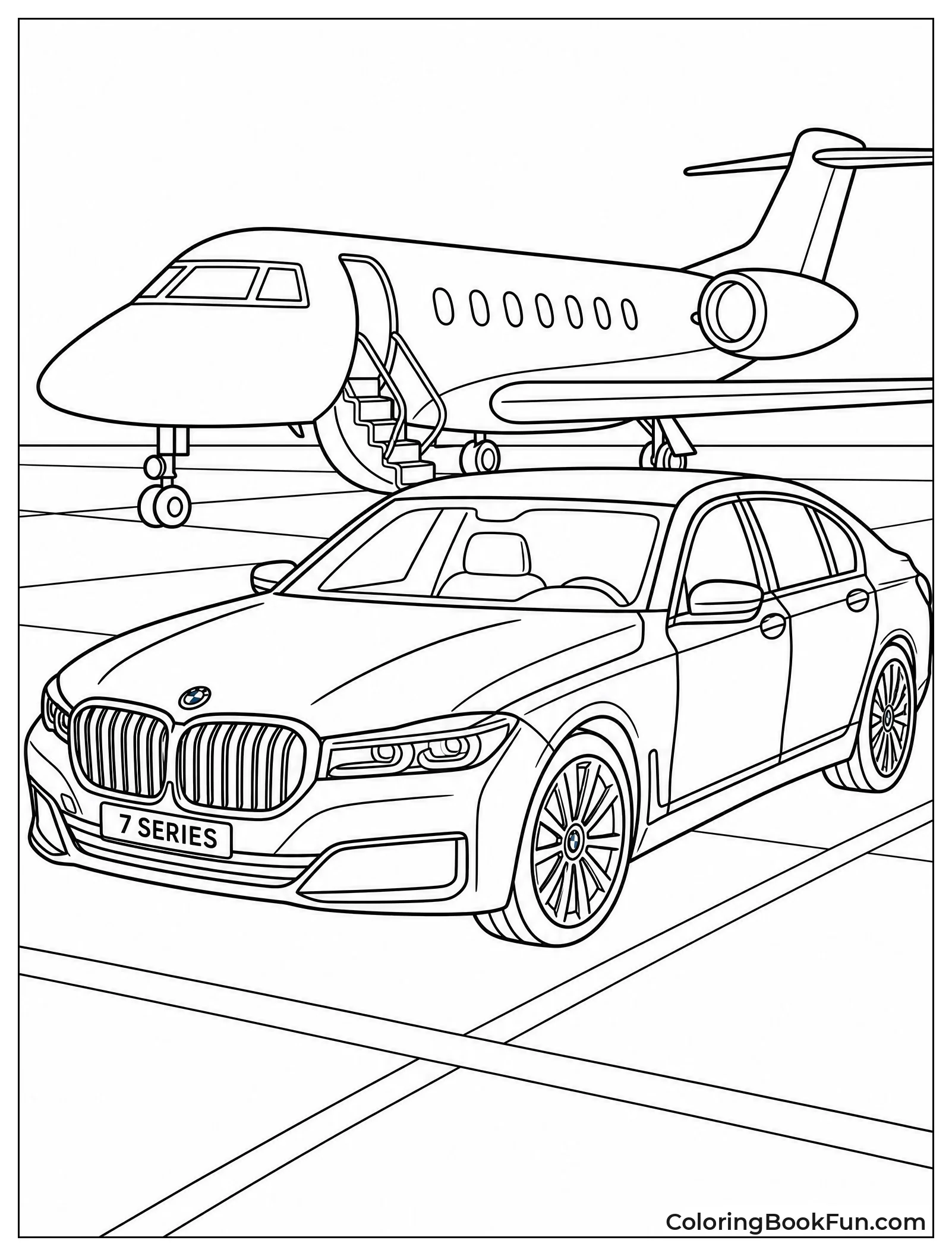 Black BMW by Private Jet