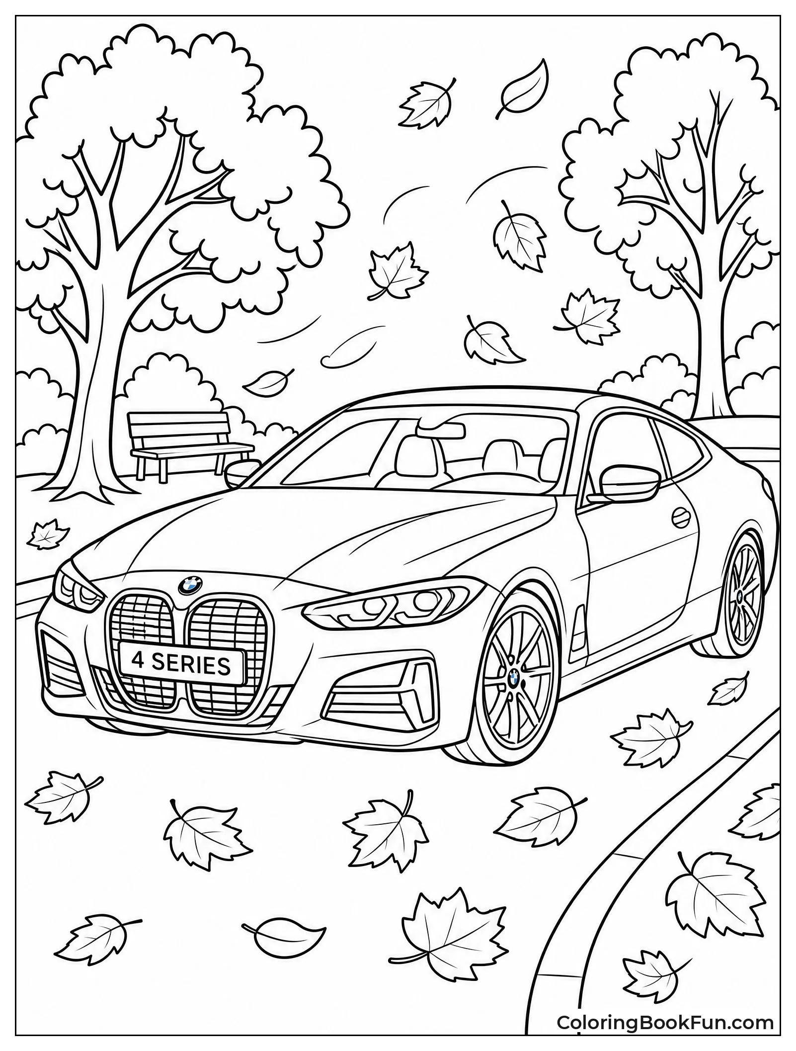 BMW Driving through Autumn Leaves