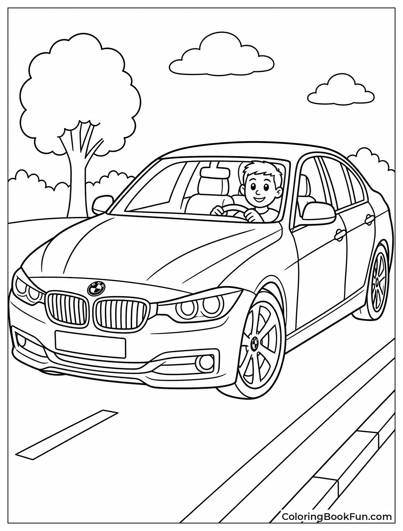 Smiling Driver Steering BMW