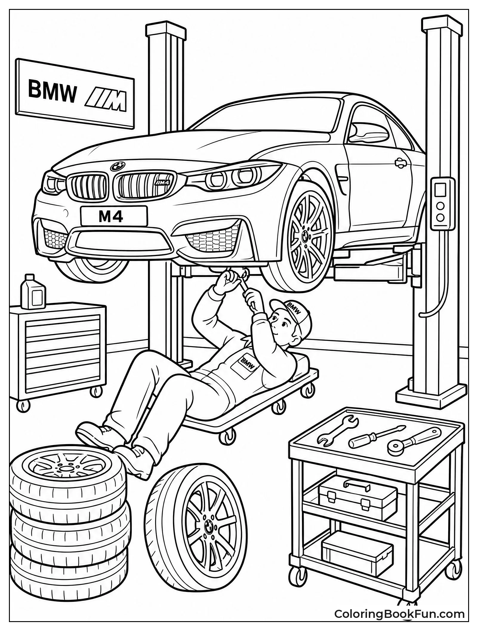 BMW M4 Raised on Lift