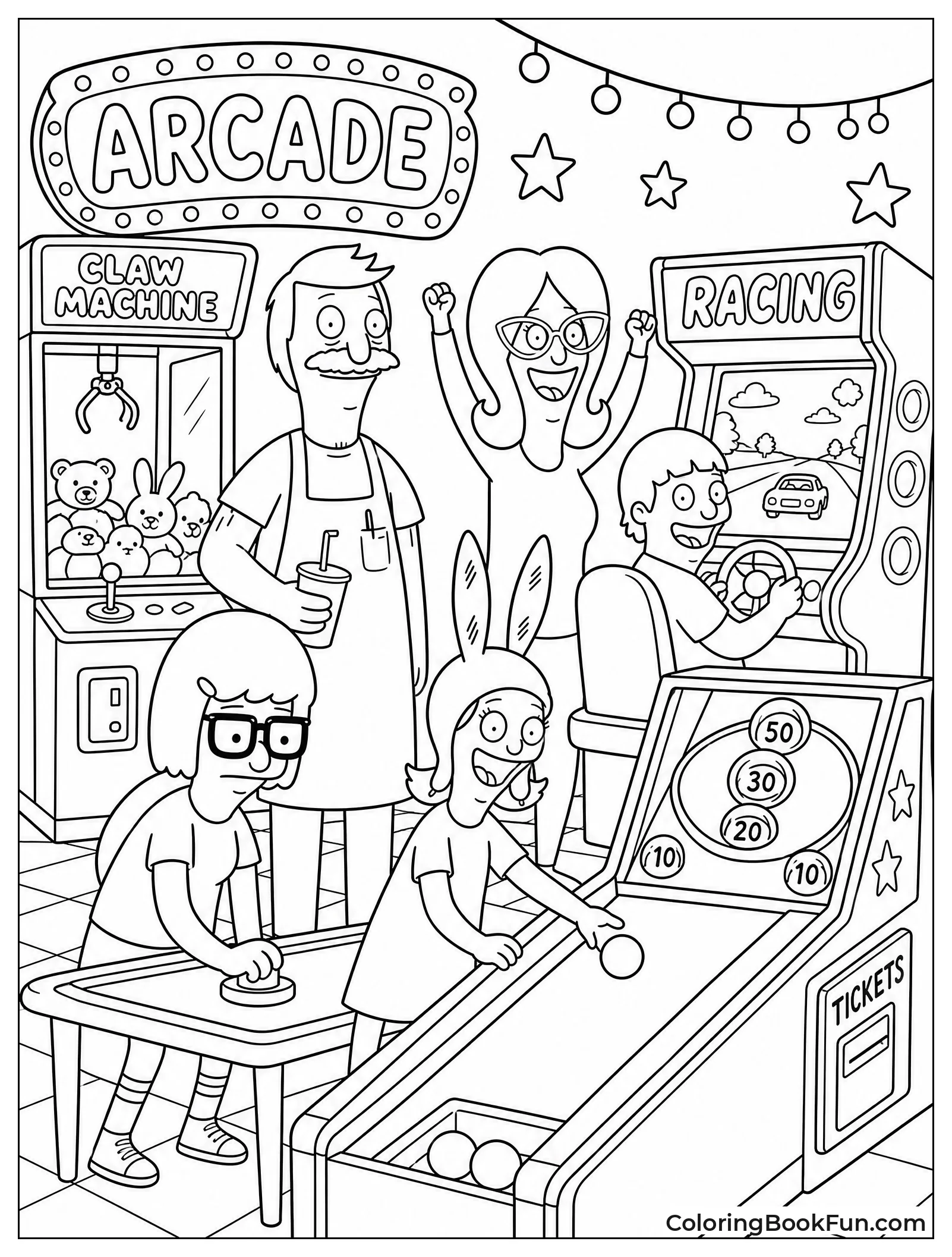 Family Playing Games at Arcade