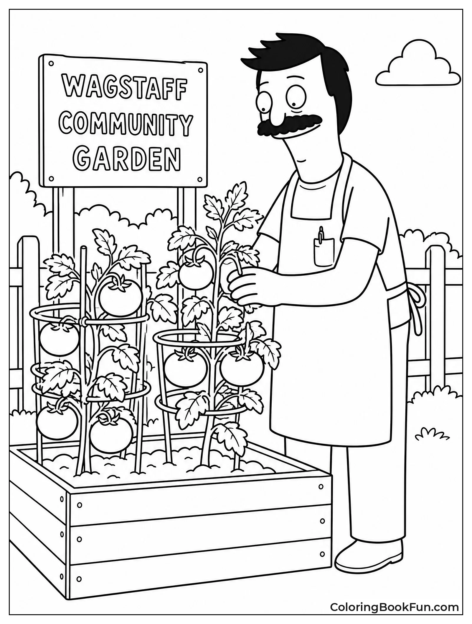 Bob Tending Tomato Plants in Garden