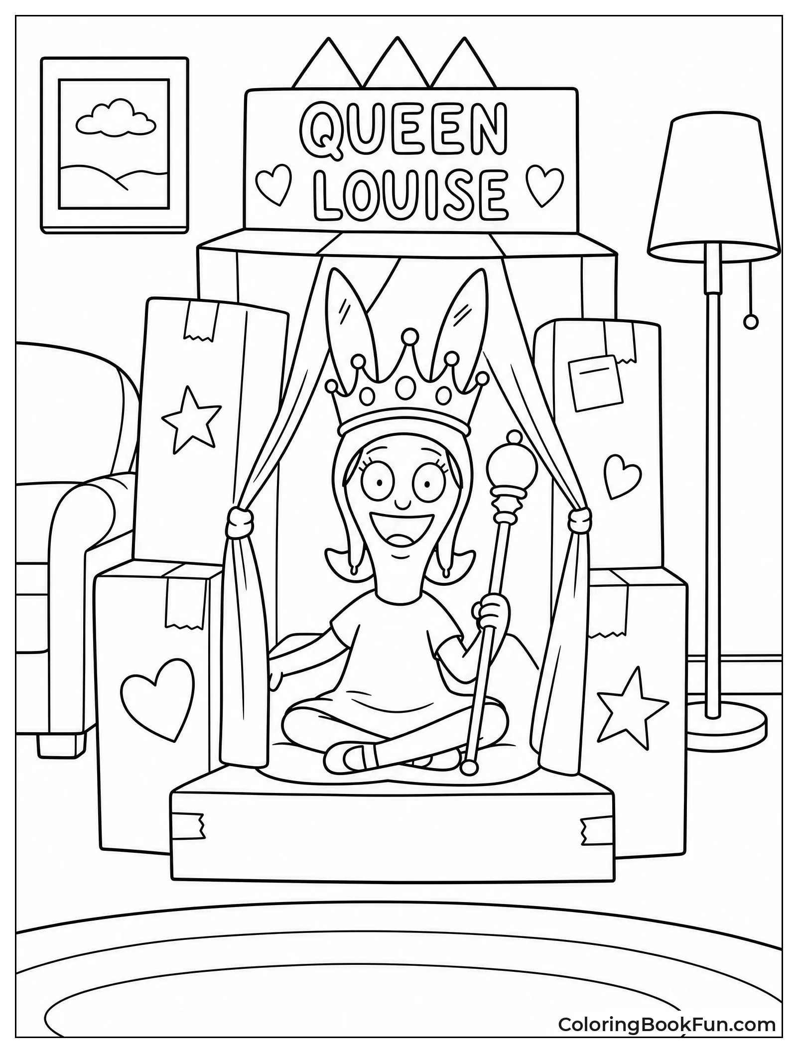 Louise Sitting in Cardboard Fort