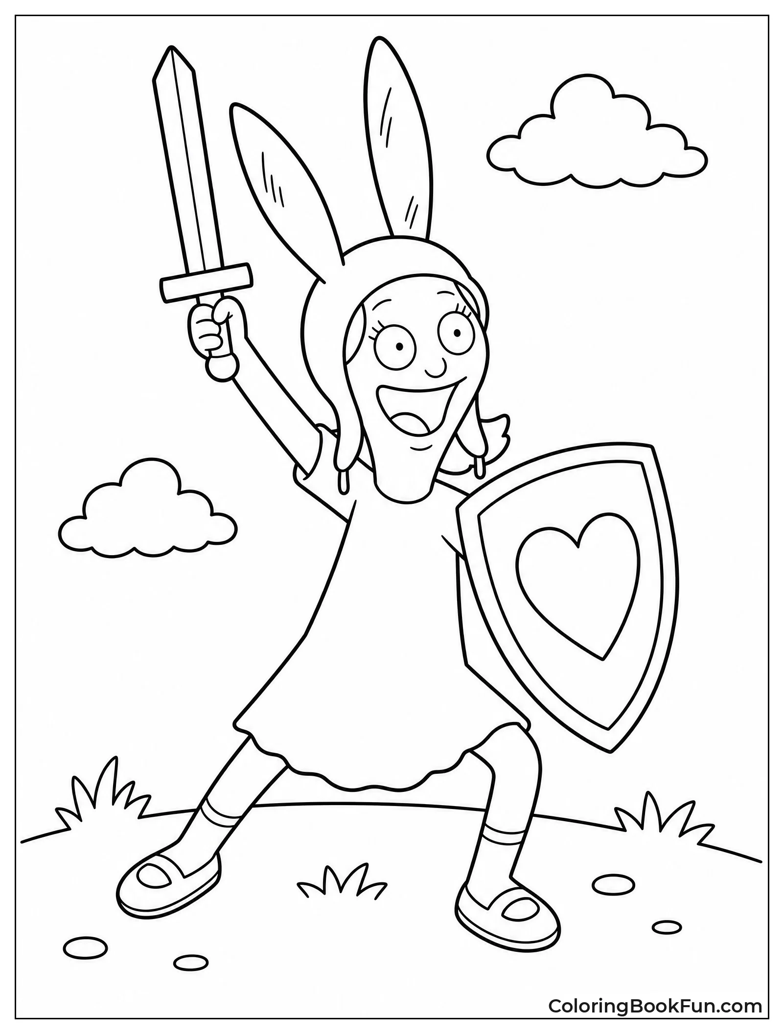 Louise Holding Toy Sword and Shield