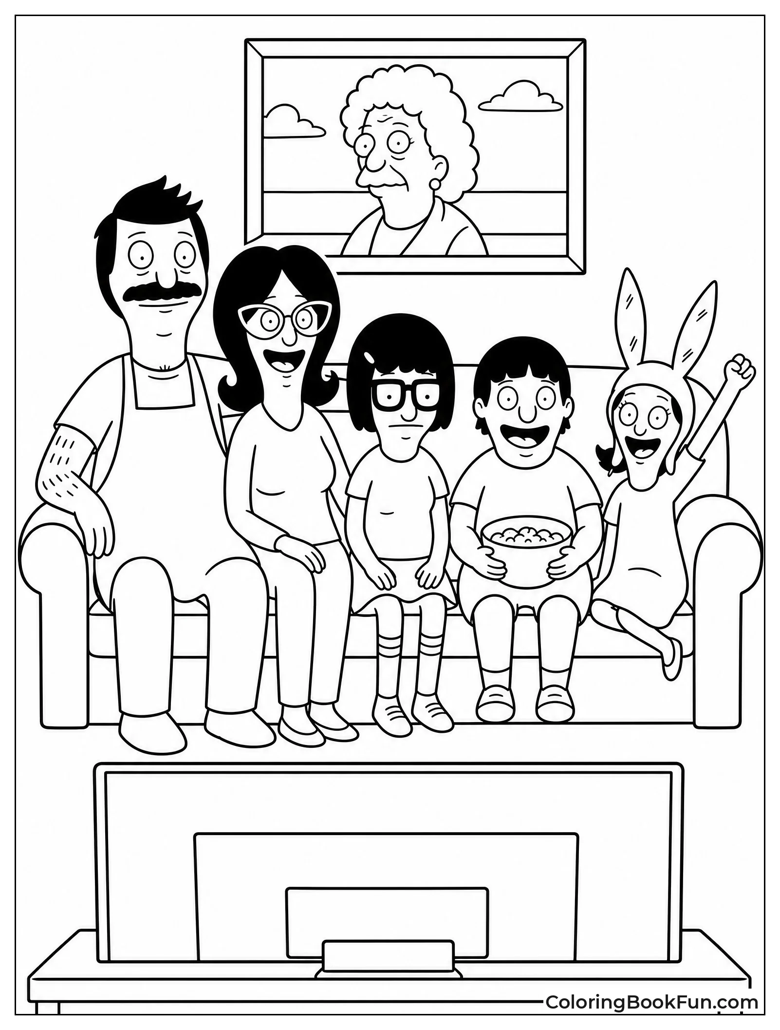 Family on Couch in Living Room
