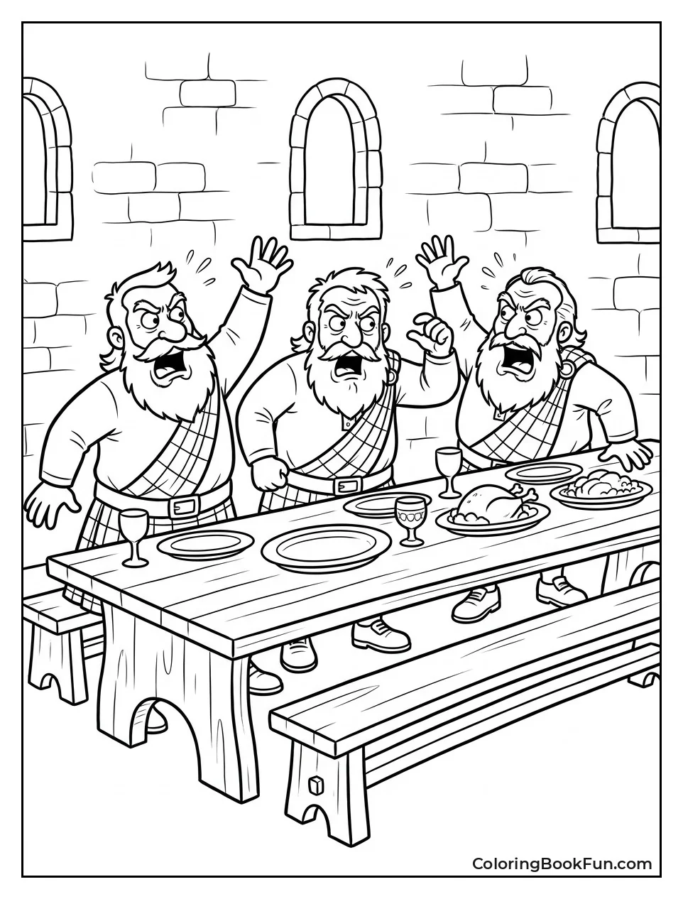 Clan Leaders Arguing at Feast Table