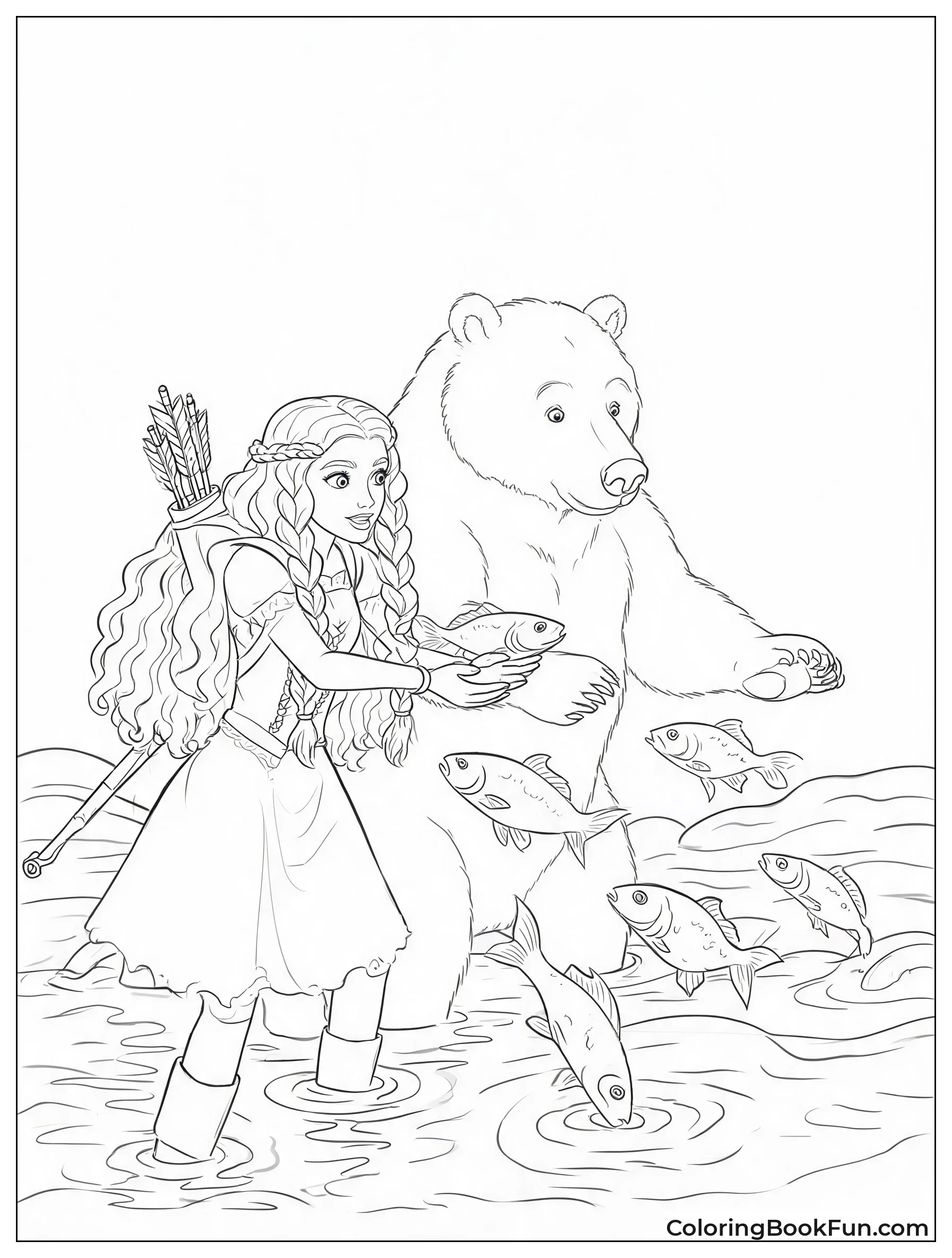 Merida and Bear Fishing in River