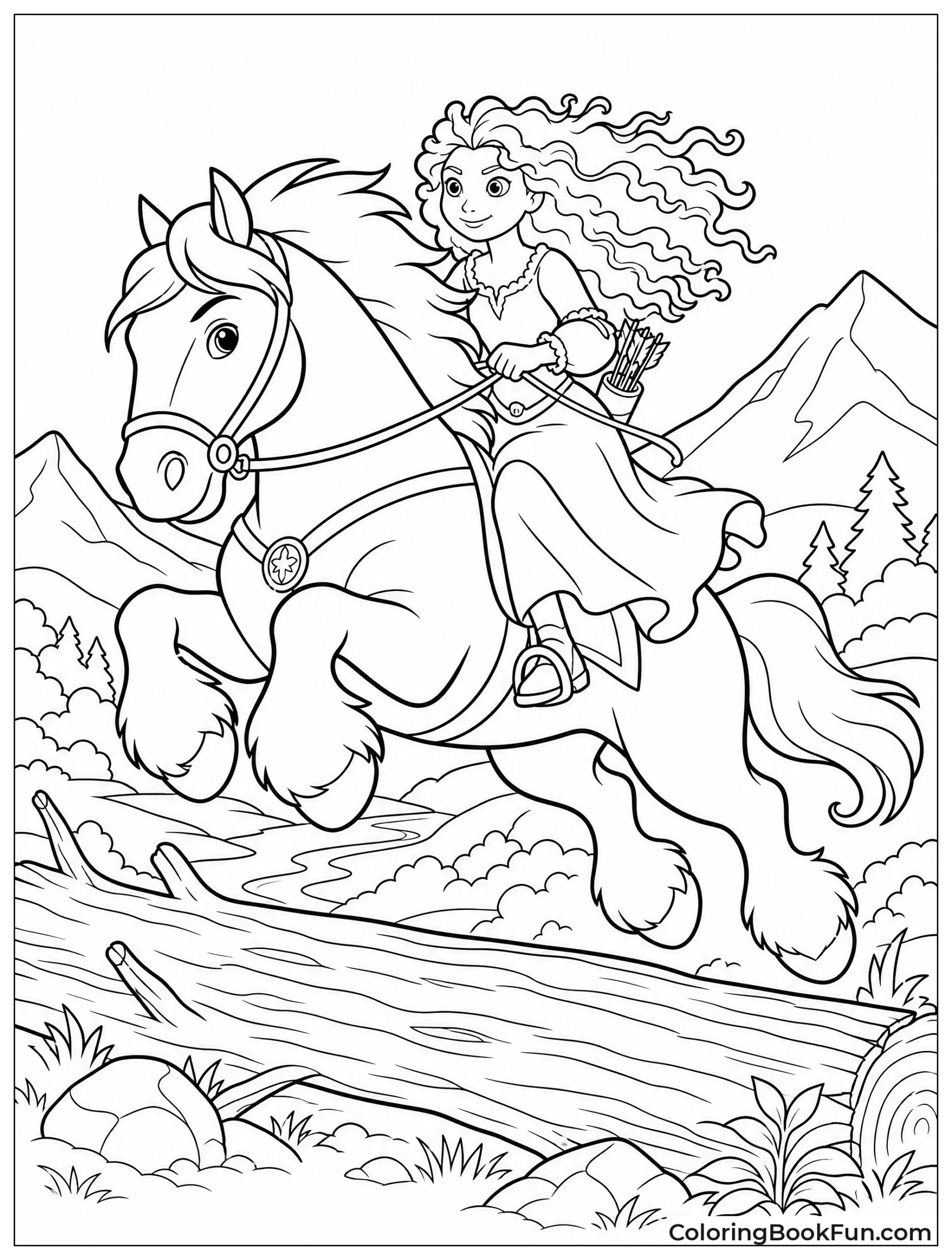 Merida Riding Angus Over a Log