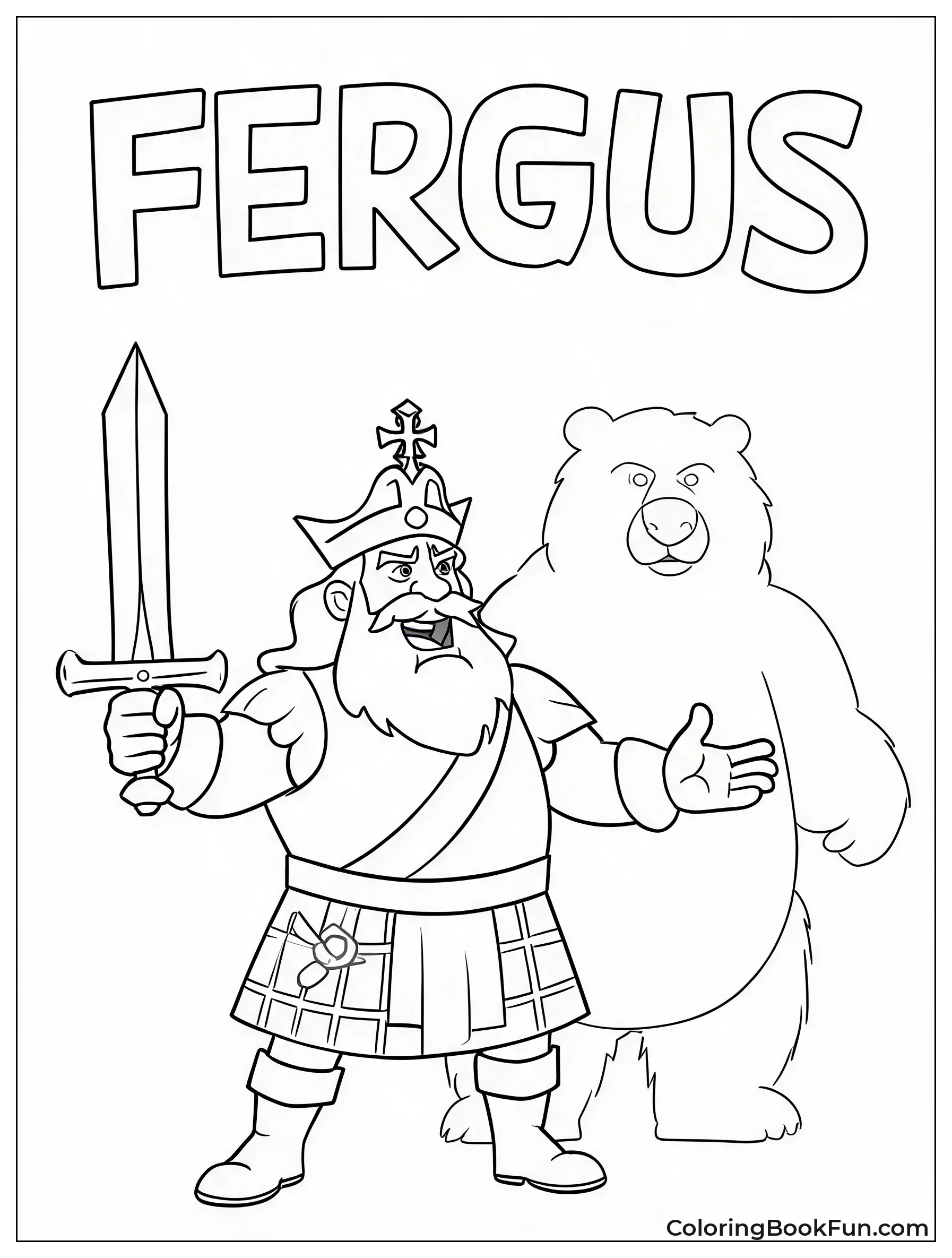 King Fergus Holding His Sword Proudly