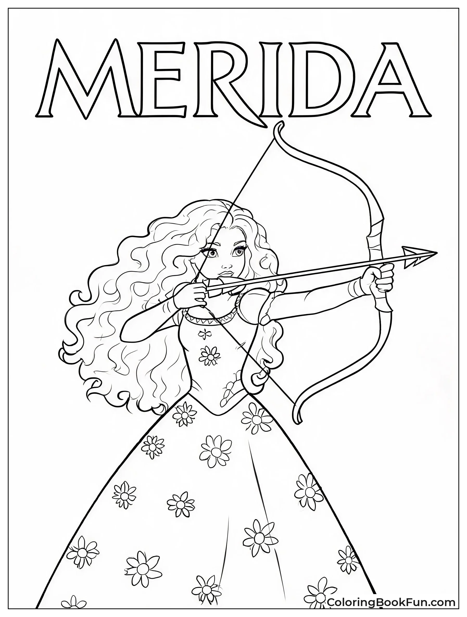 Merida Drawing Her Bow in Forest