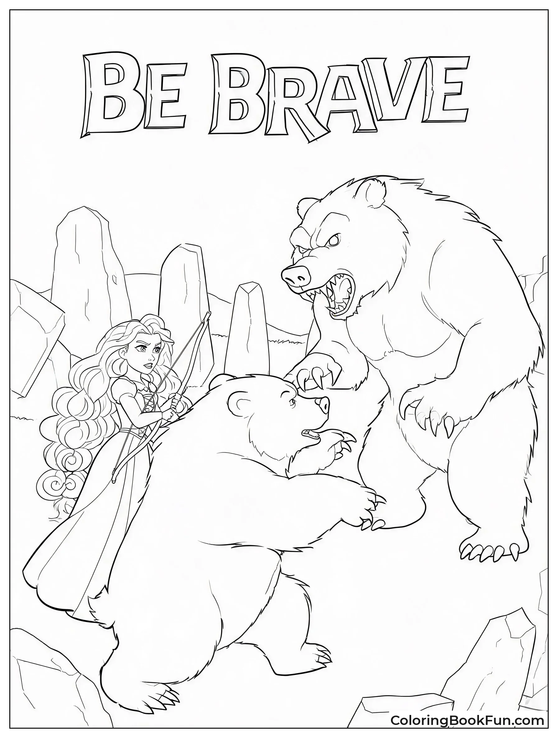 Merida and Bear Elinor Facing Mor'du