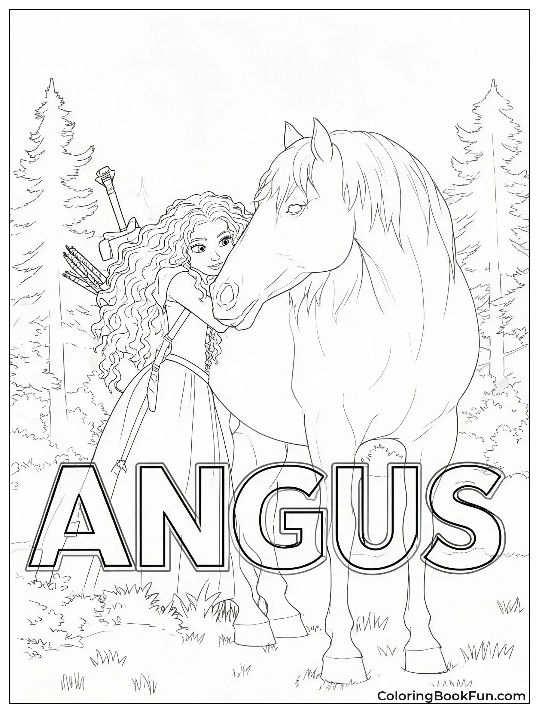 Merida Leaning Against Her Horse Angus