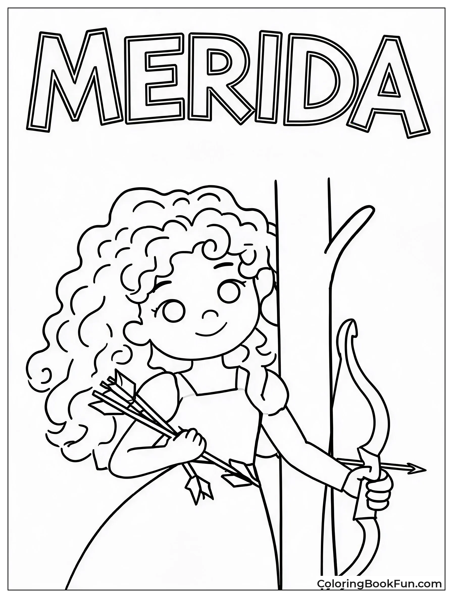 Merida Holding Bow Against a Tree