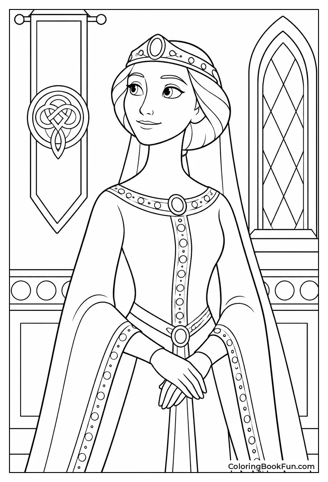 Elegant Queen Elinor in Royal Gown