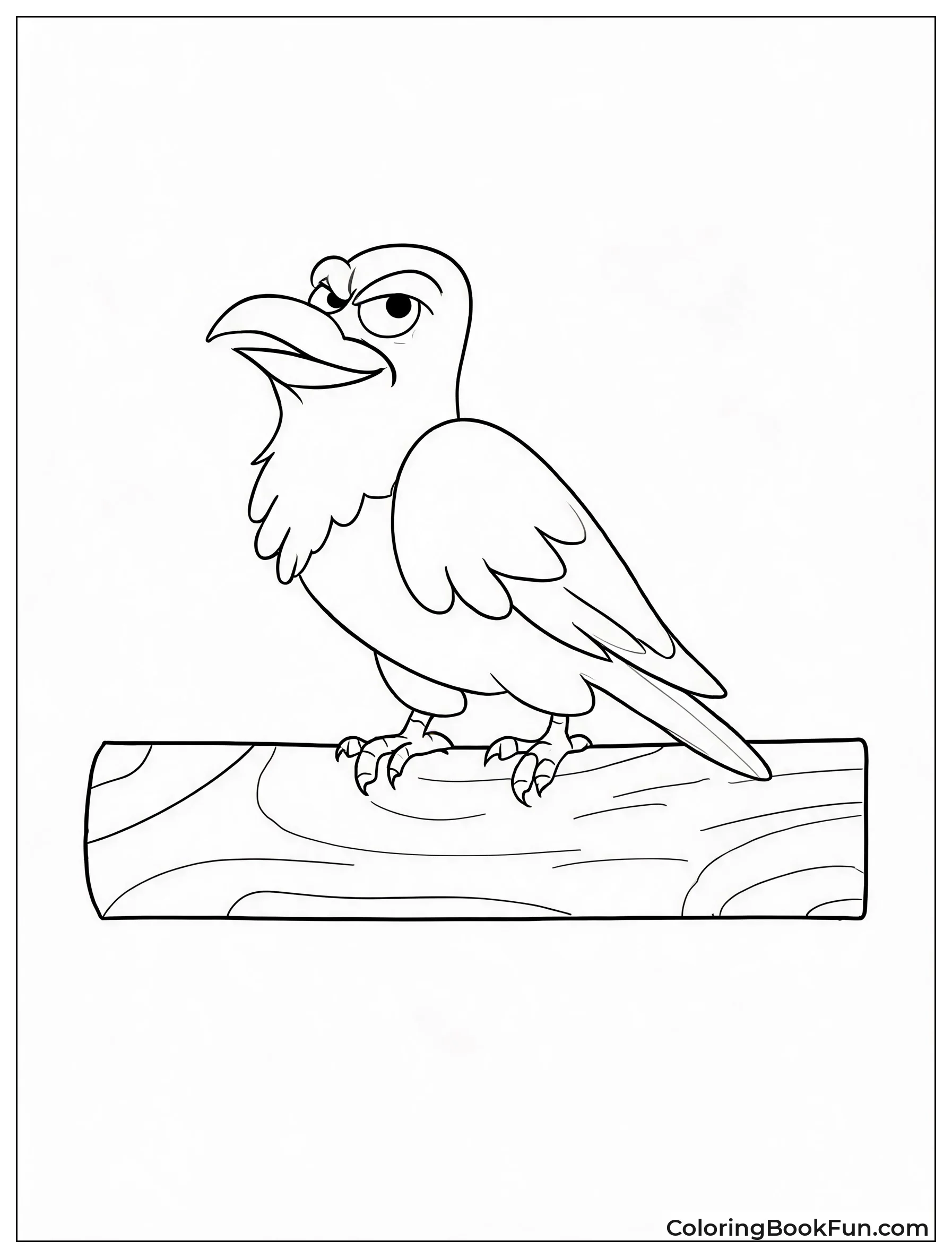Sarcastic Crow Perched on Wooden Beam