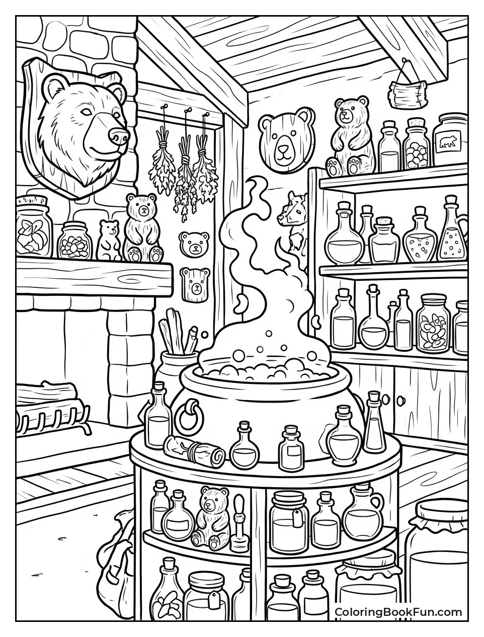 Cozy Witch Cottage with Cauldron