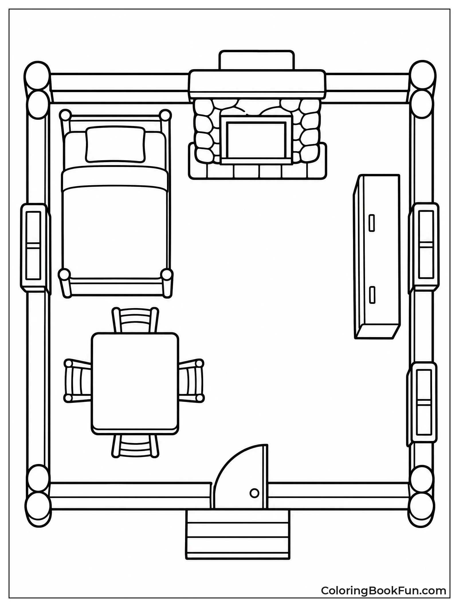 Blueprint of Cabin Floor Plan