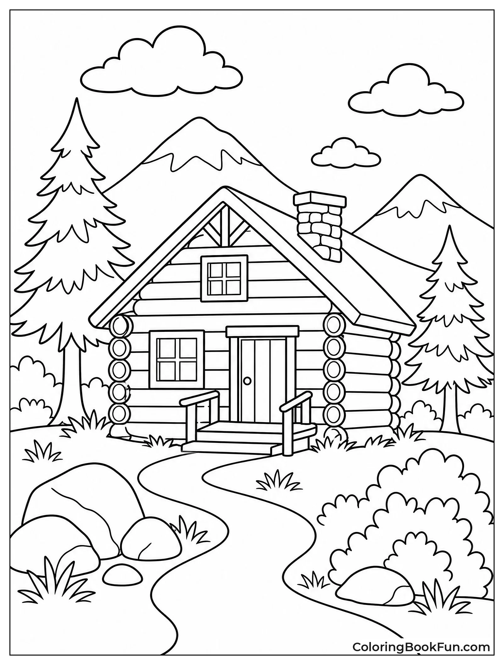 Path Winds to Cabin in Hills