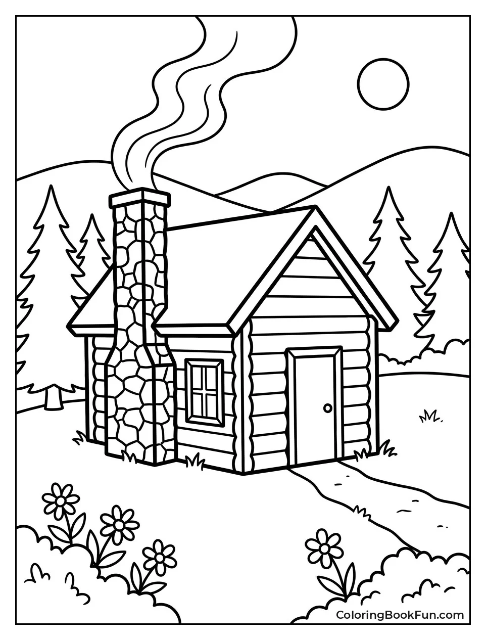 Smoke Rising from Cabin Chimney