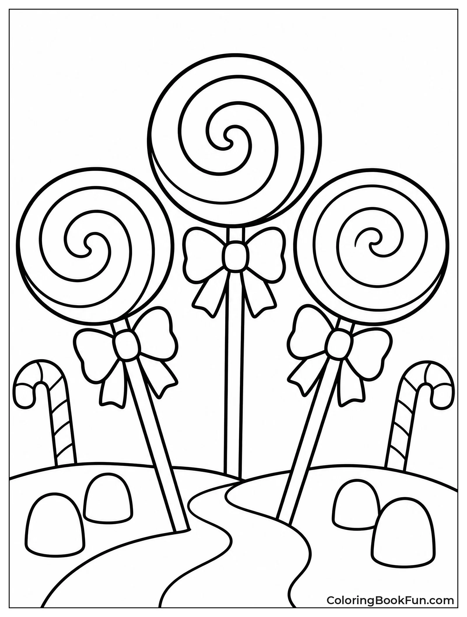 Three Swirly Lollipops Wait