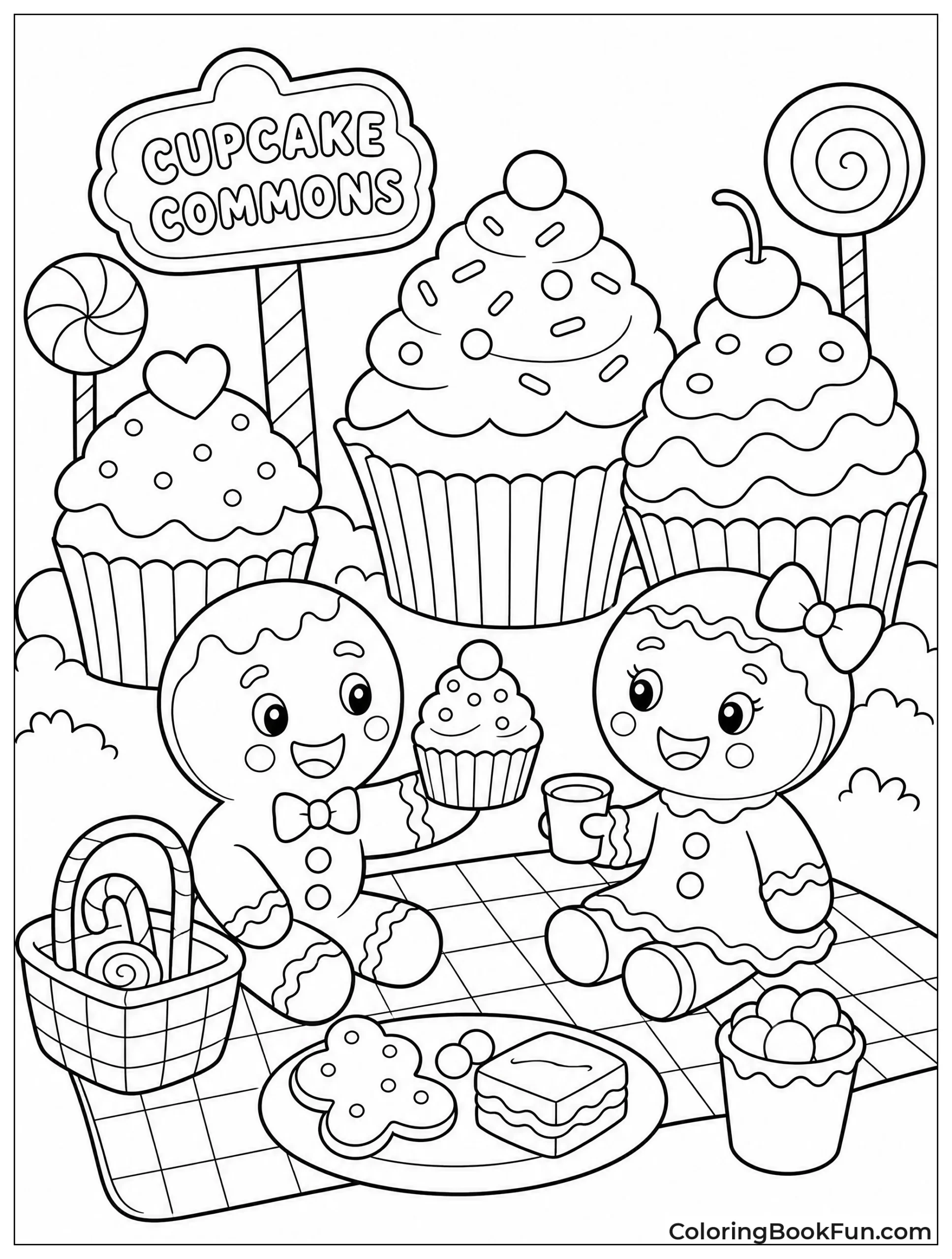 Kids Picnic Near Giant Cupcakes