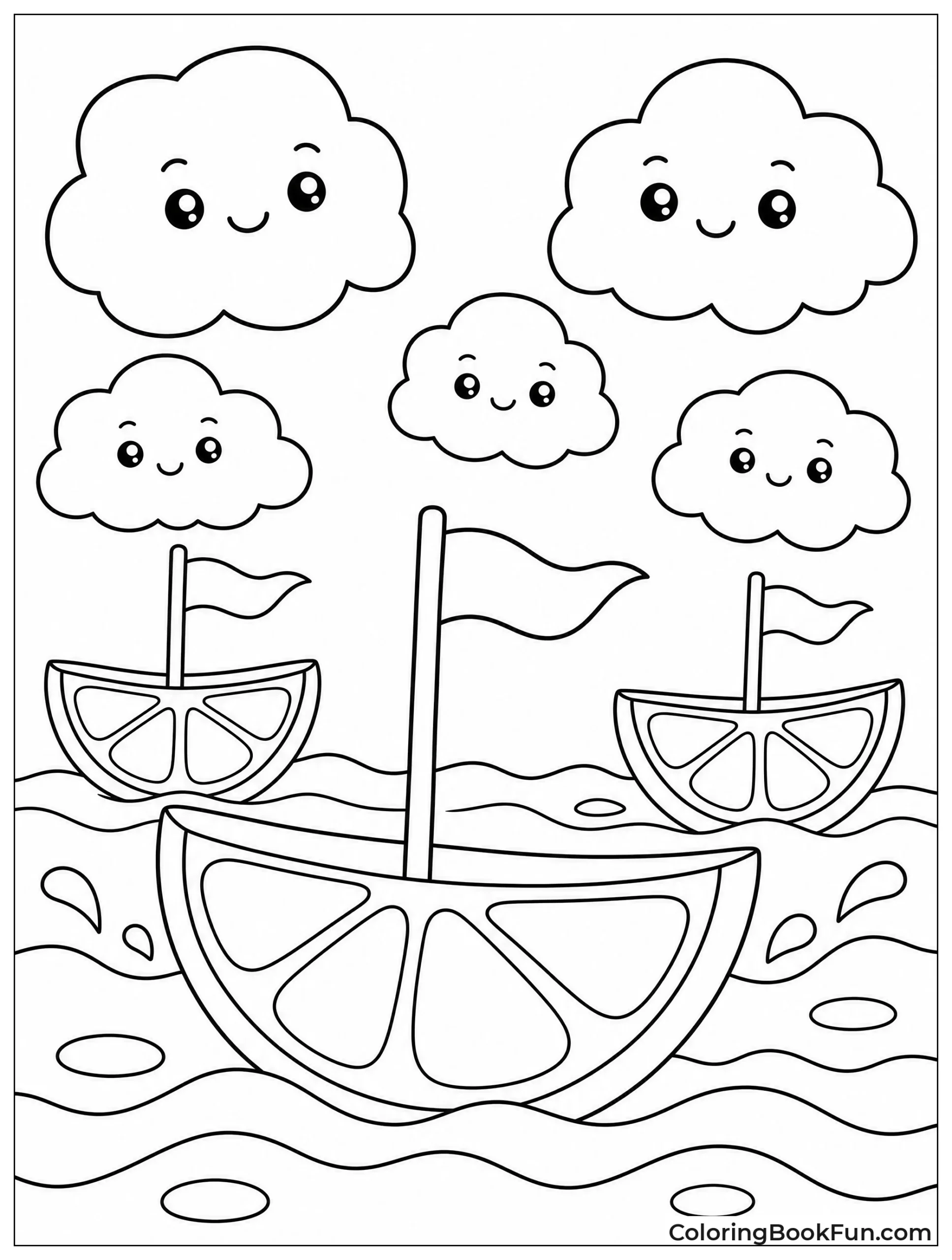 Marshmallow Clouds Float Above Sea