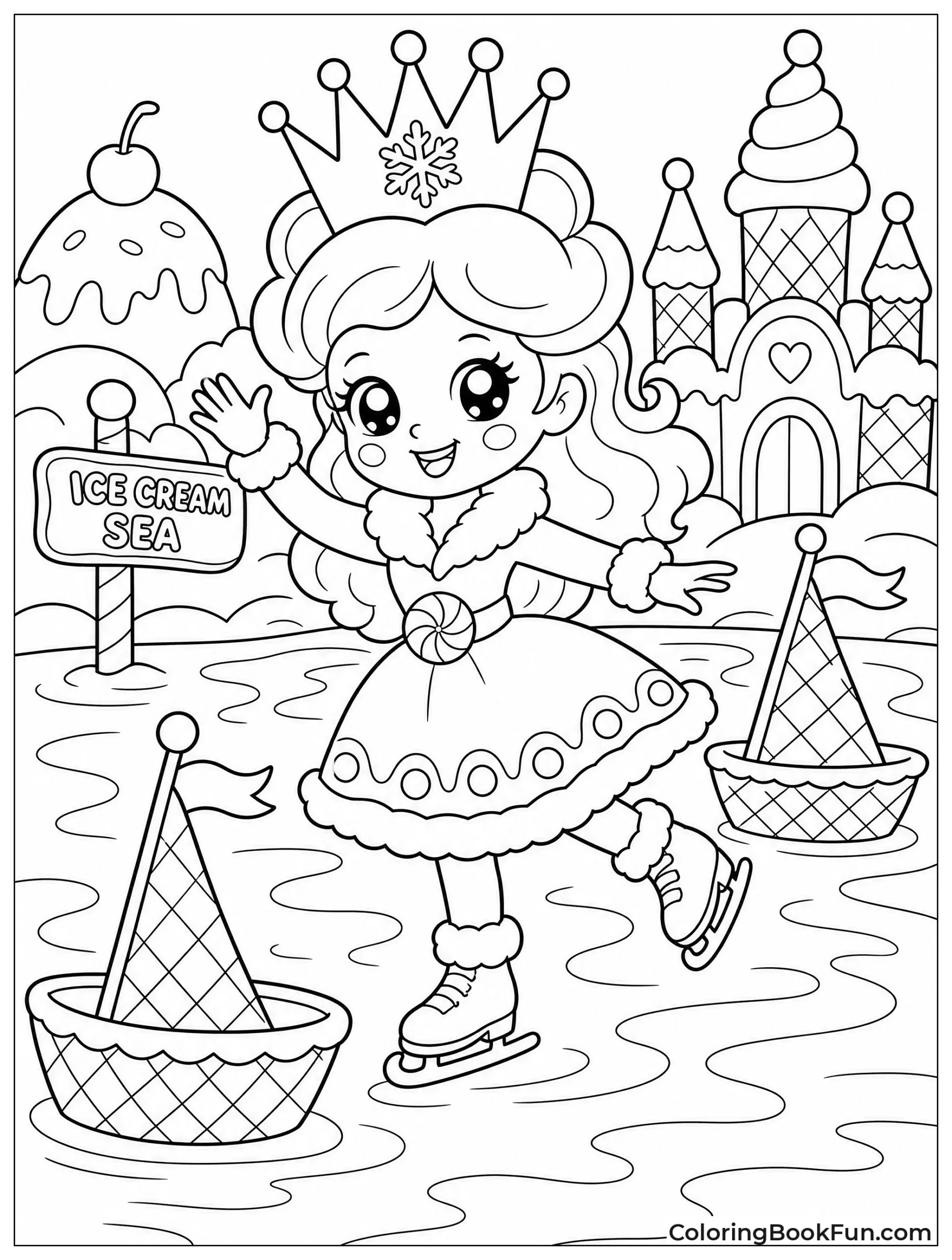 Queen Frostine Skates on Ice