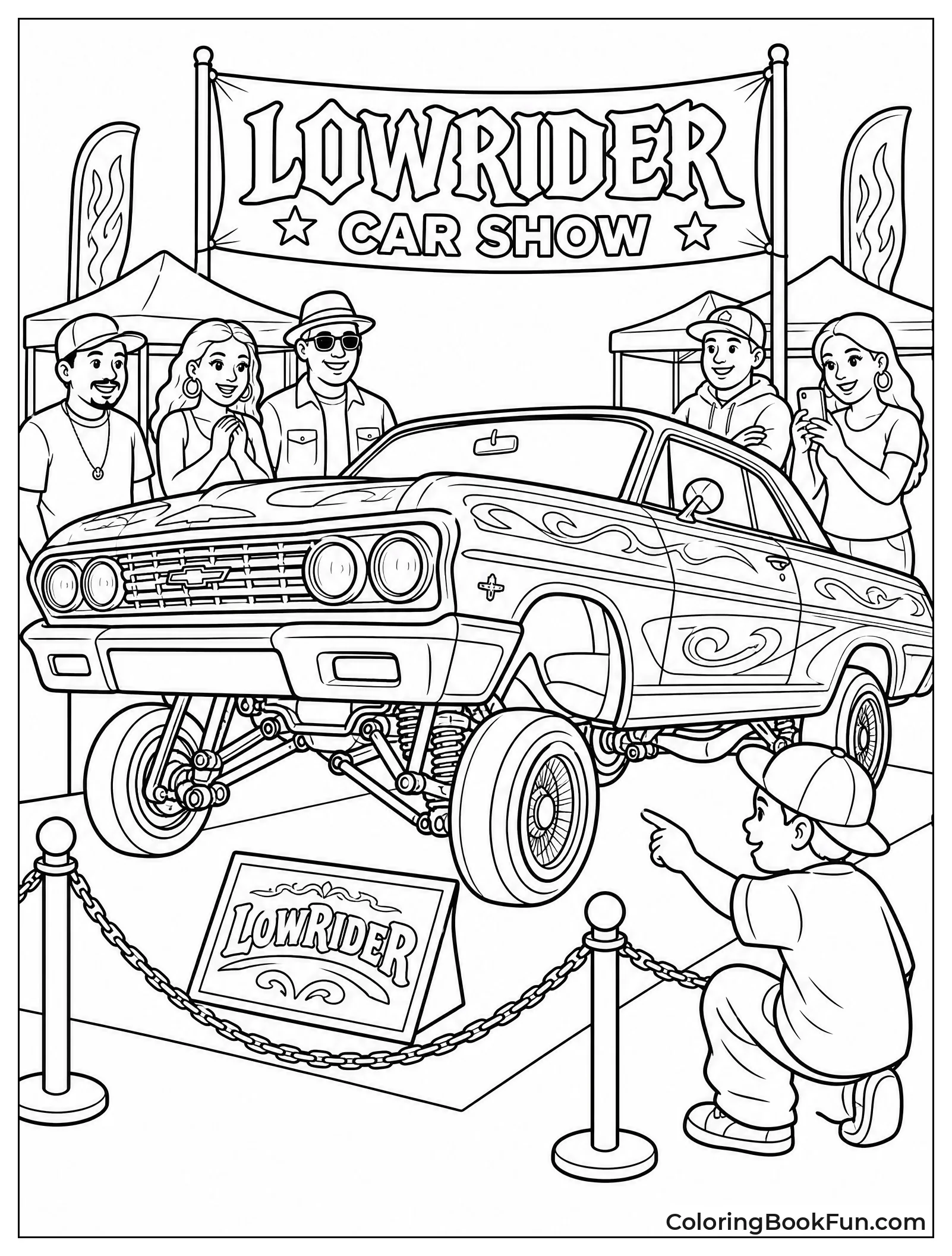 Crowd Admires Lowrider at Show