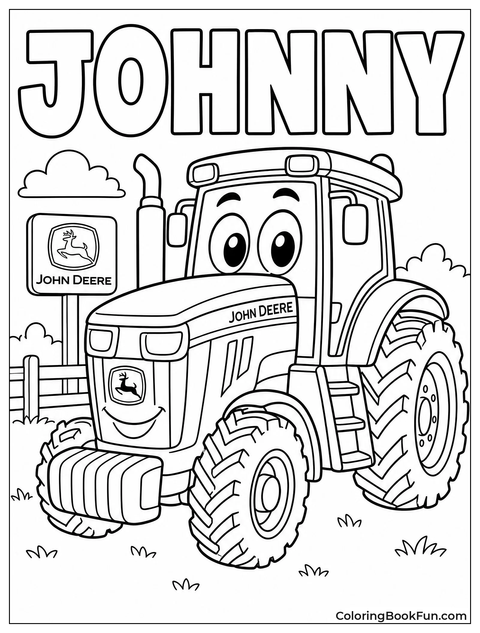 Cartoon Tractor with Big Eyes