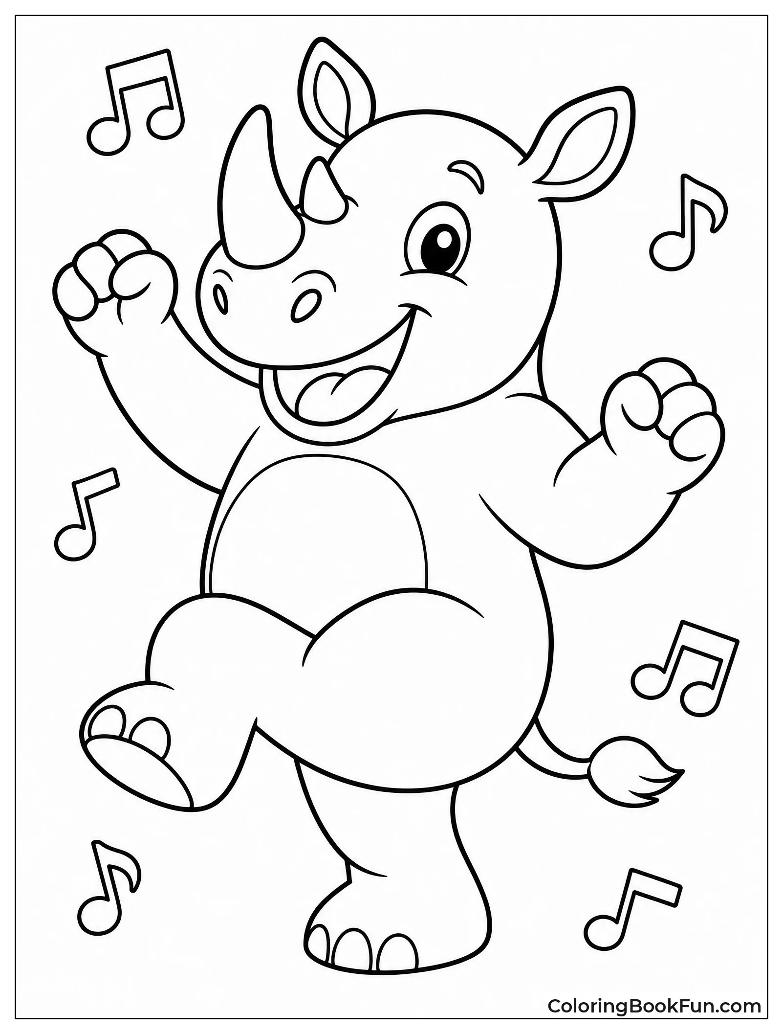 Cartoon Rhino Dancing to Music