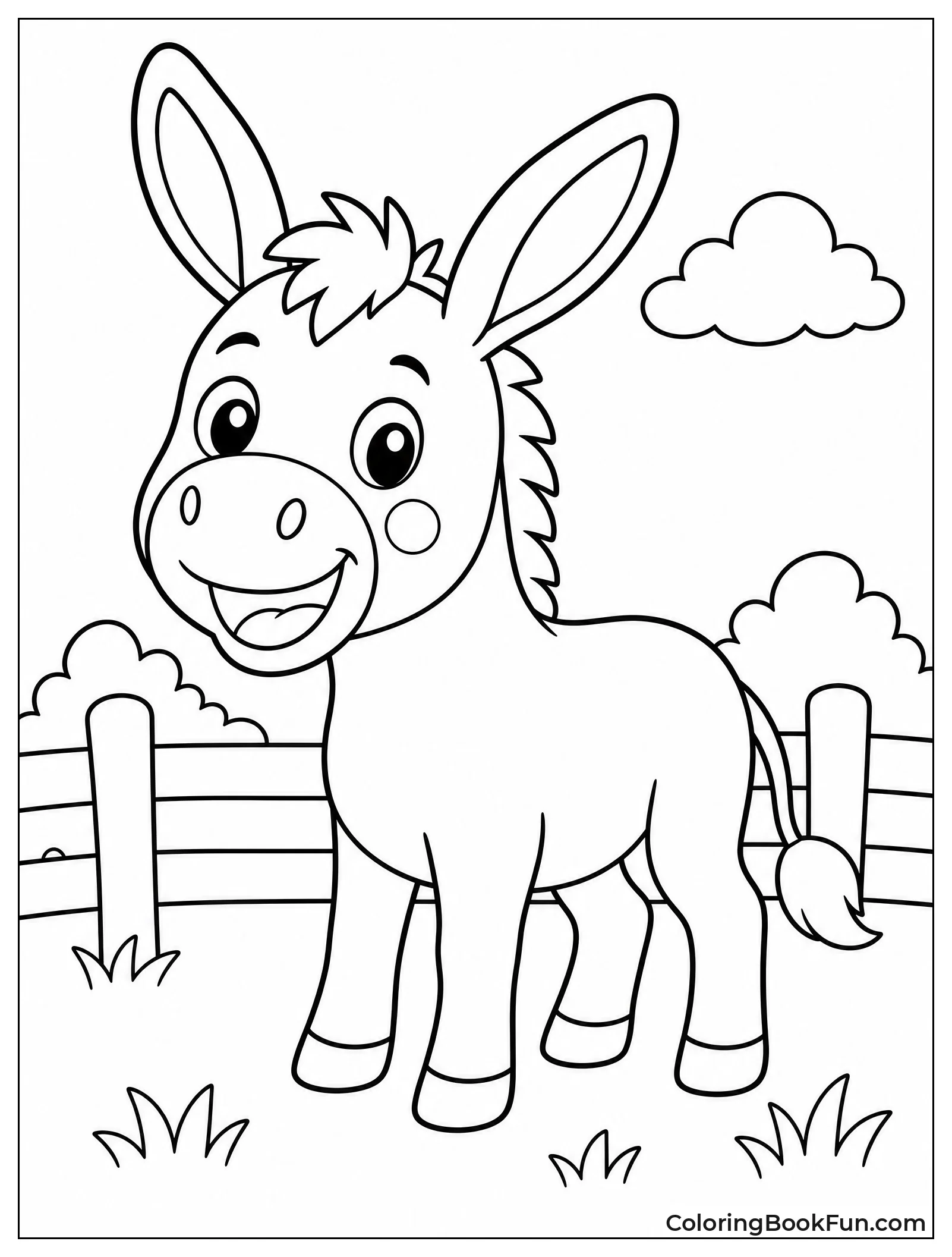 Cartoon Donkey Smiles Big