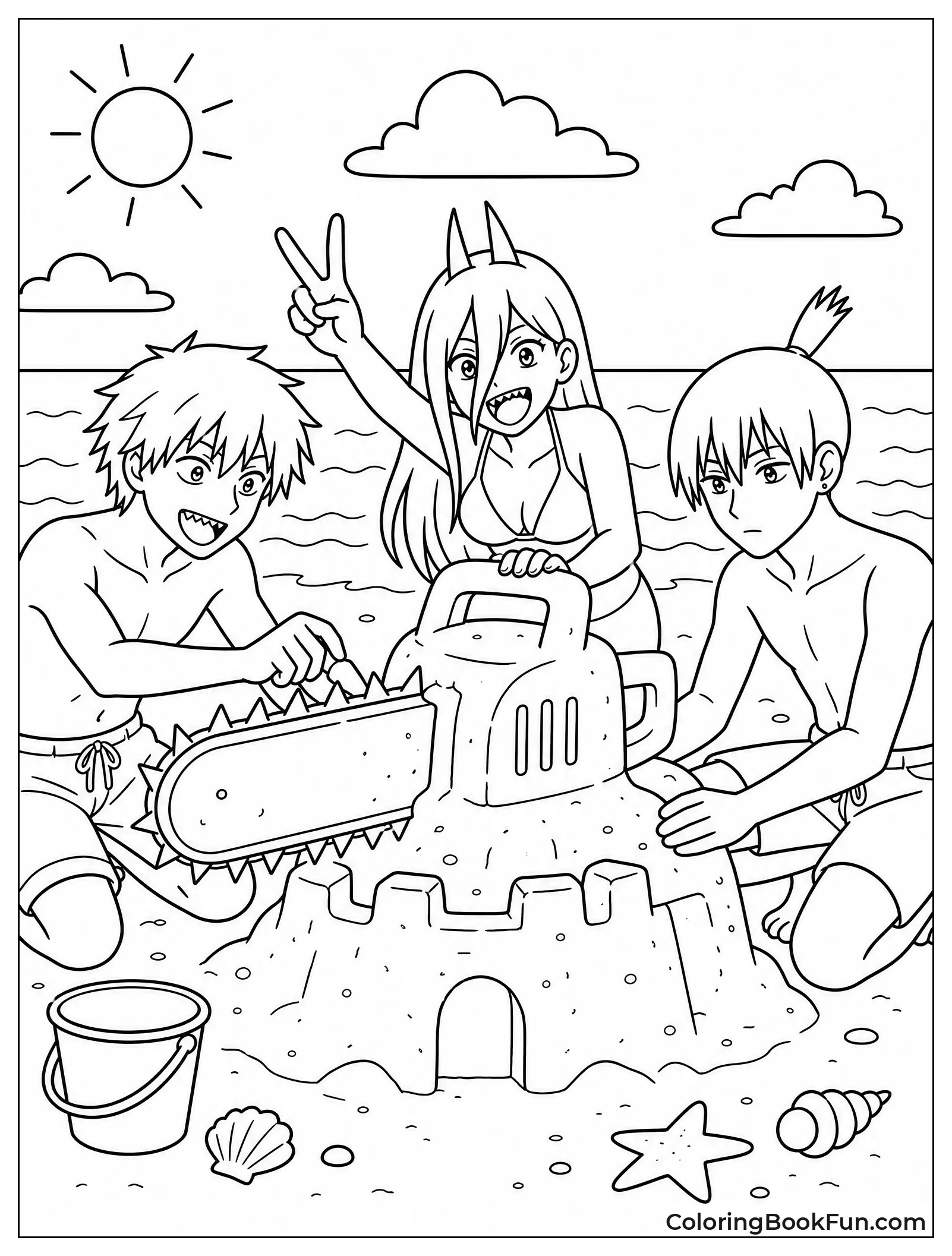 Friends Build Chainsaw Sandcastle