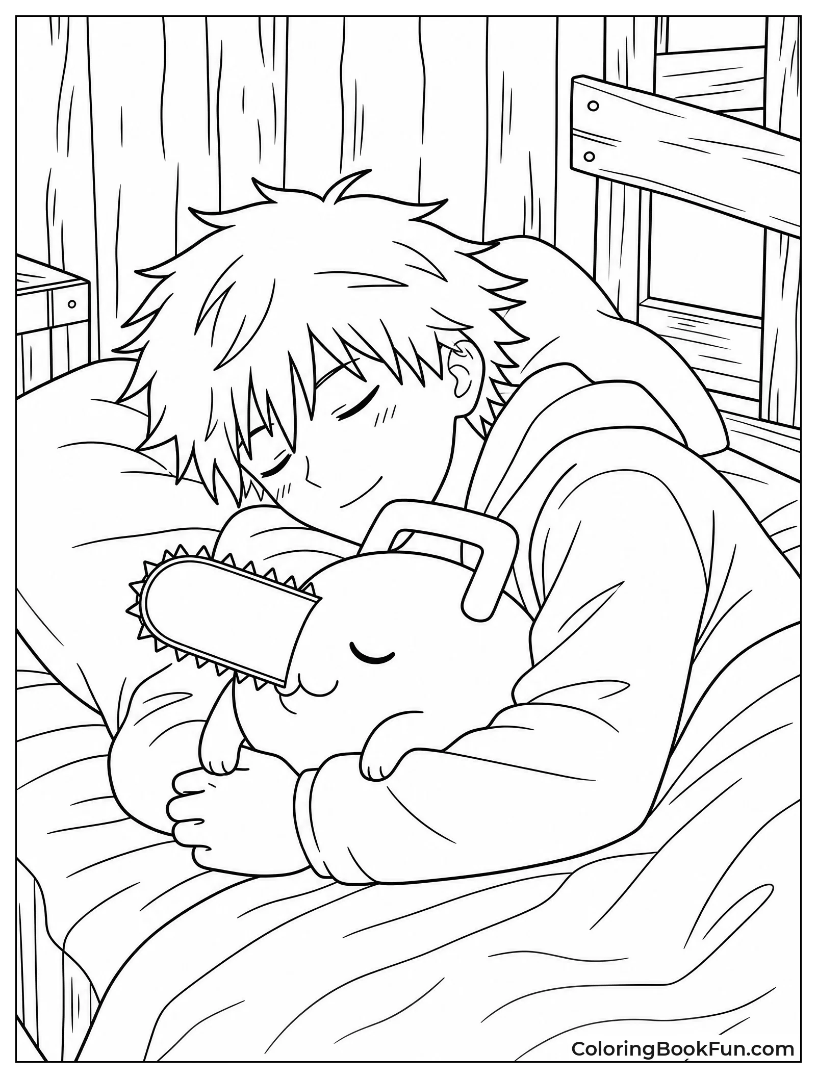 Denji Hugs Pochita While Sleeping